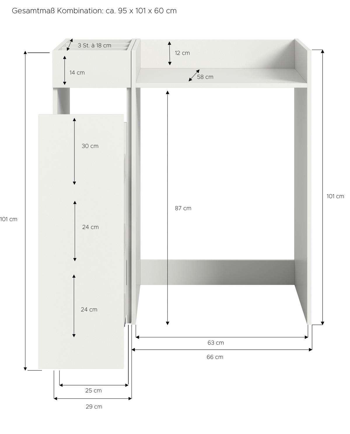 Omarica Za Pralni Stroj Free, Bela - bela, Moderno, leseni material (95/101/60cm) - MID.YOU