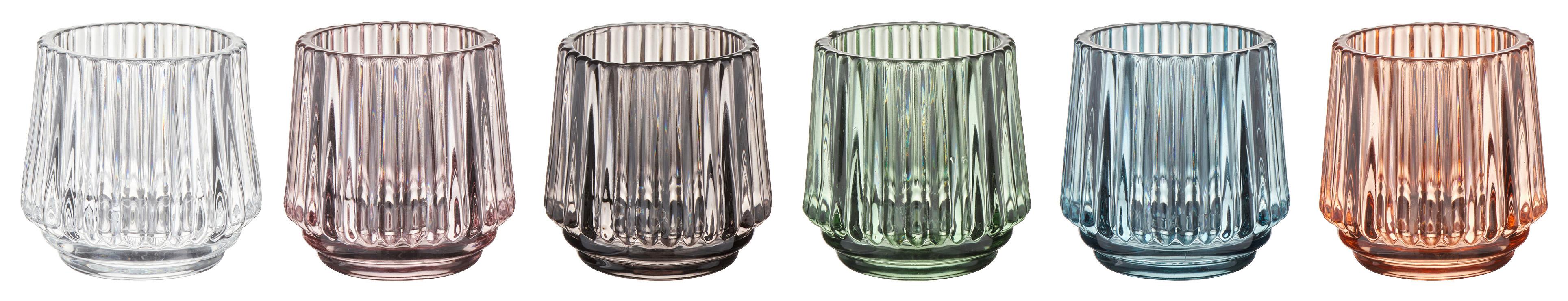 Windlicht Tiago diverse Farben - Blau/Klar, KONVENTIONELL, Glas (7/7cm) - Mömax