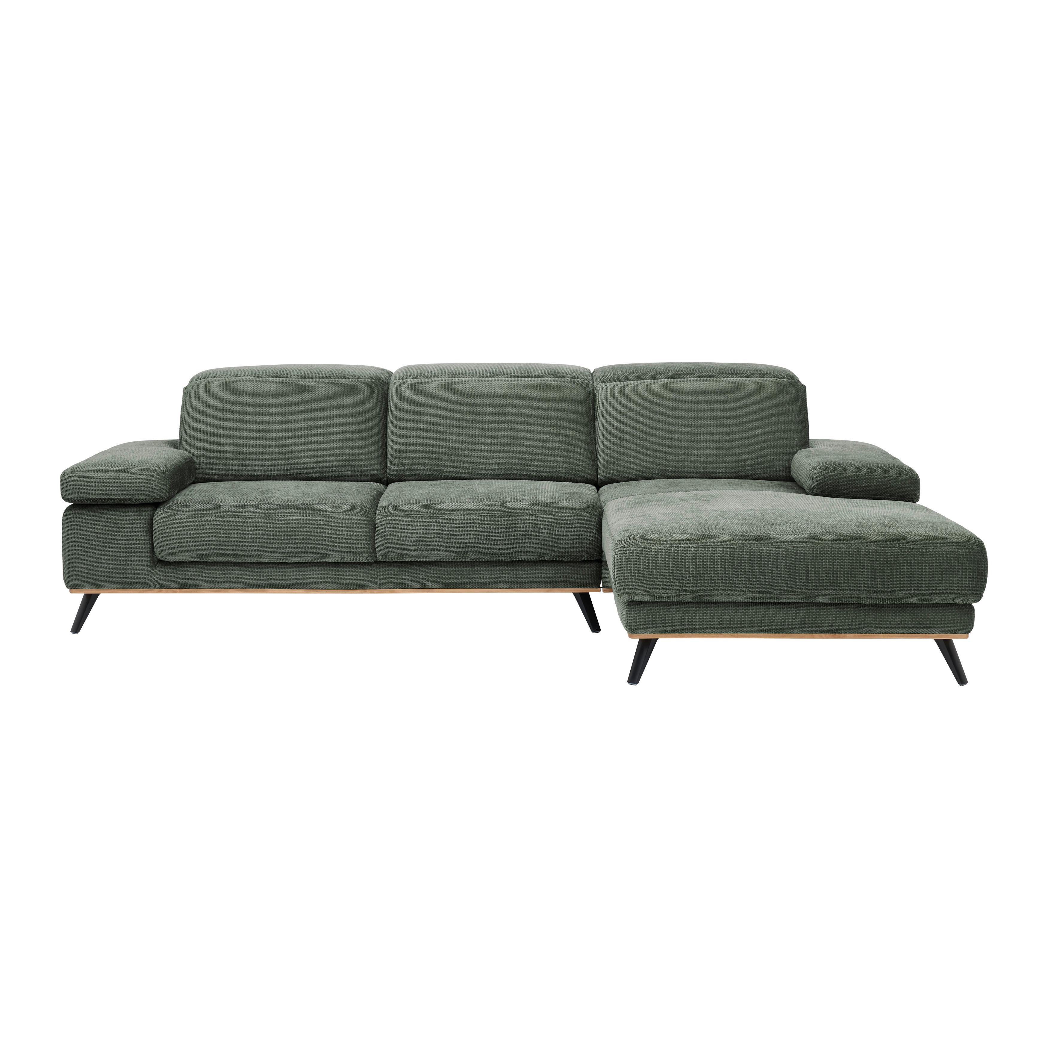 Wohnlandschaft Royce Olivgrün - Schwarz/Olivgrün, Modern, Textil/Metall (283/81-105/194cm) - Premium Living