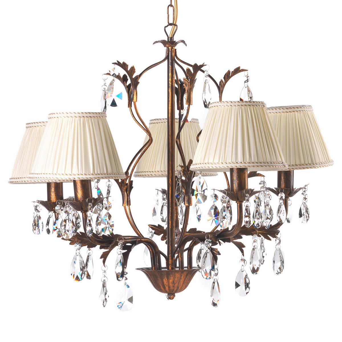 Kristall-Hängeleuchte Karen Bronzefarben max. 6 Watt - Bronzefarben, KONVENTIONELL, Glas/Metall (60/105cm)