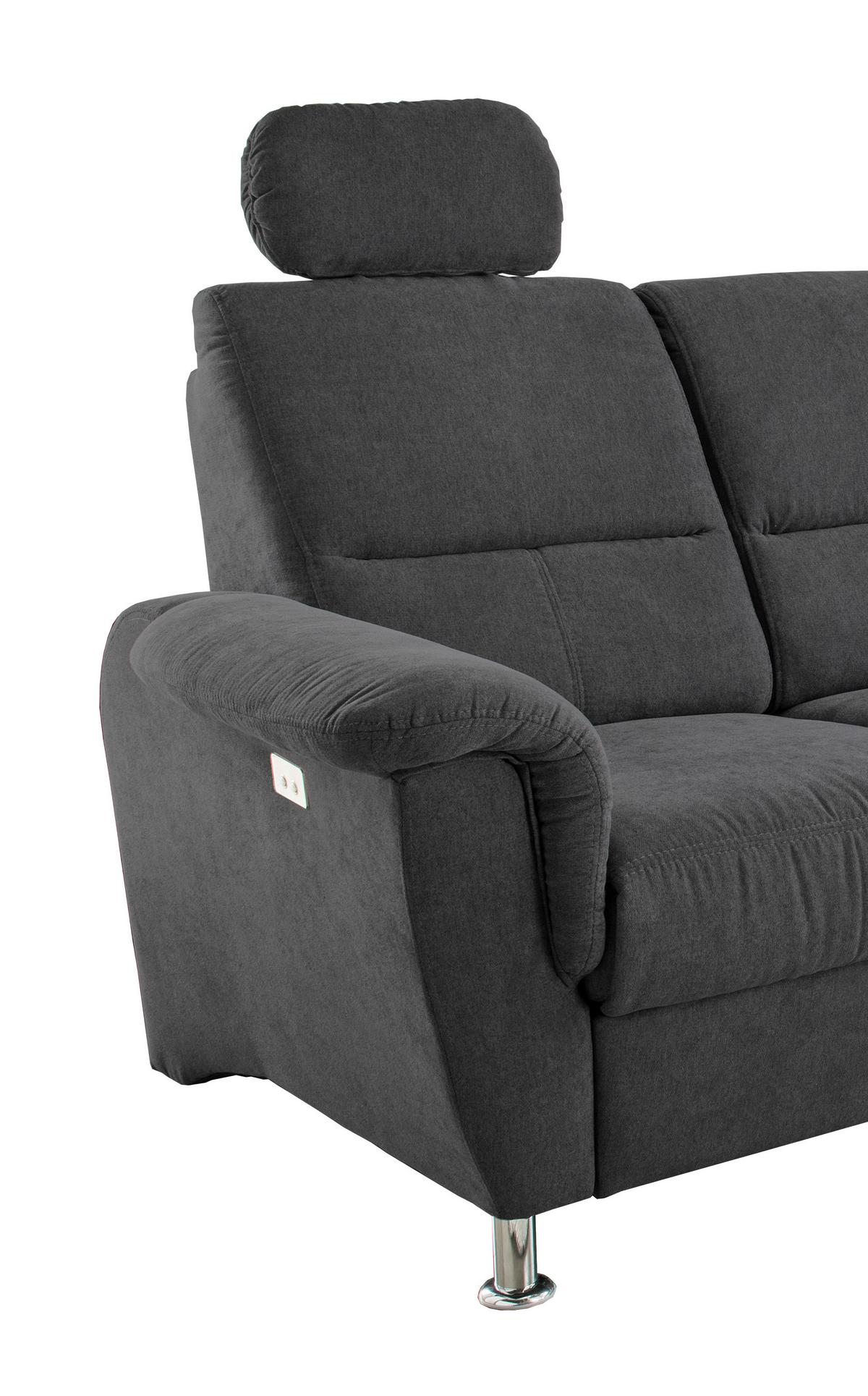 Wohnlandschaft Parole Schwarz Mikrofaser - Chromfarben/Schwarz, KONVENTIONELL, Textil/Metall (292/165cm) - Livetastic