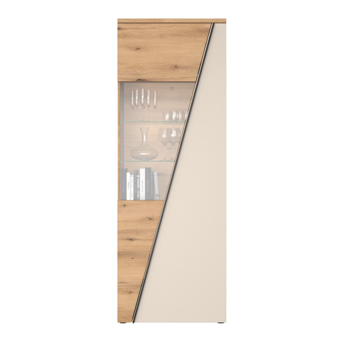 Vitrina Venedig New - tamno smeđa/kašmir, Moderno, staklo/drvni materijal (70/196/37cm) - Modern Living