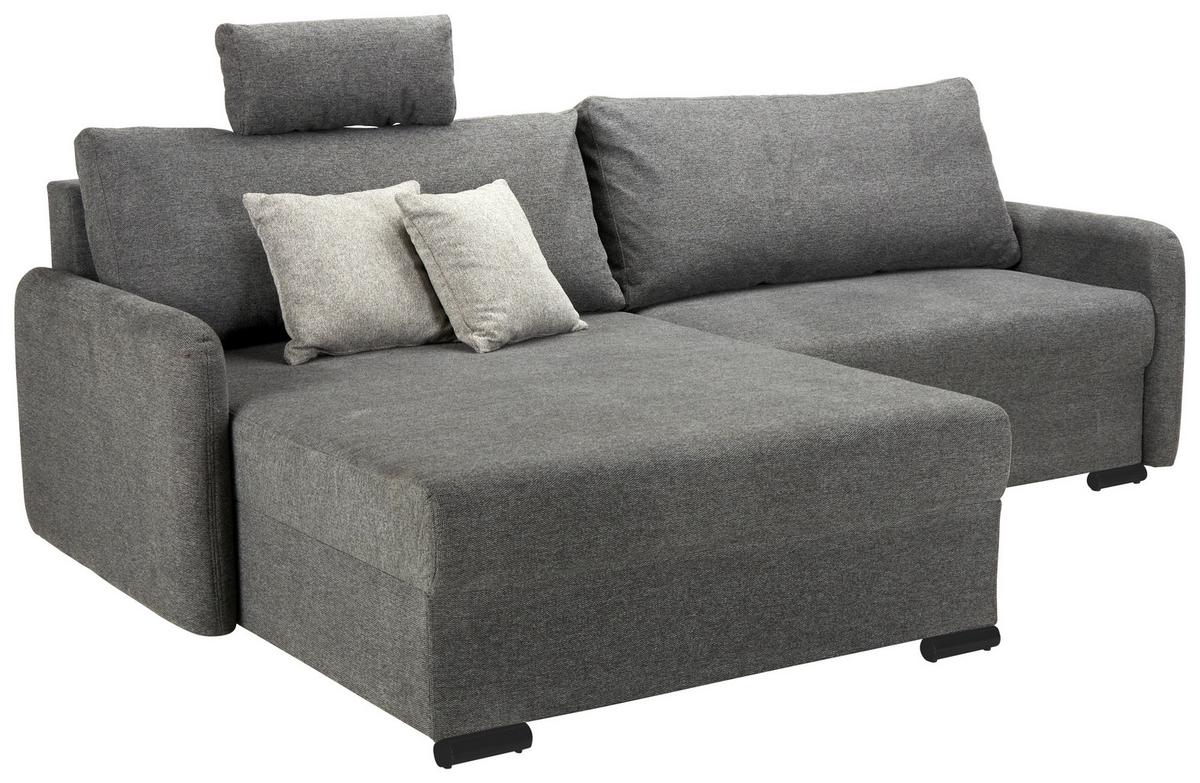 Sedežna Garnitura Lyon C, Temno Siva, Ležišče, Predal - temno siva/črna, Moderno, umetna masa/tekstil (242/102/167cm) - Mömax