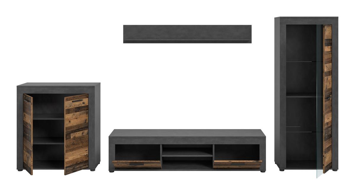 Serija Dnevnog Boravka Jam - prirodne boje/crna, Design, staklo/drvni materijal (330/159/35cm) - Modern Living