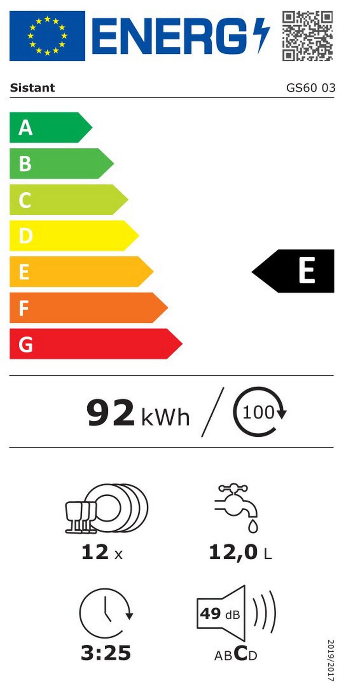 Geschirrspüler GS6003 - Weiß, Natur, Metall (59,8/82-87/55cm) - Sistant