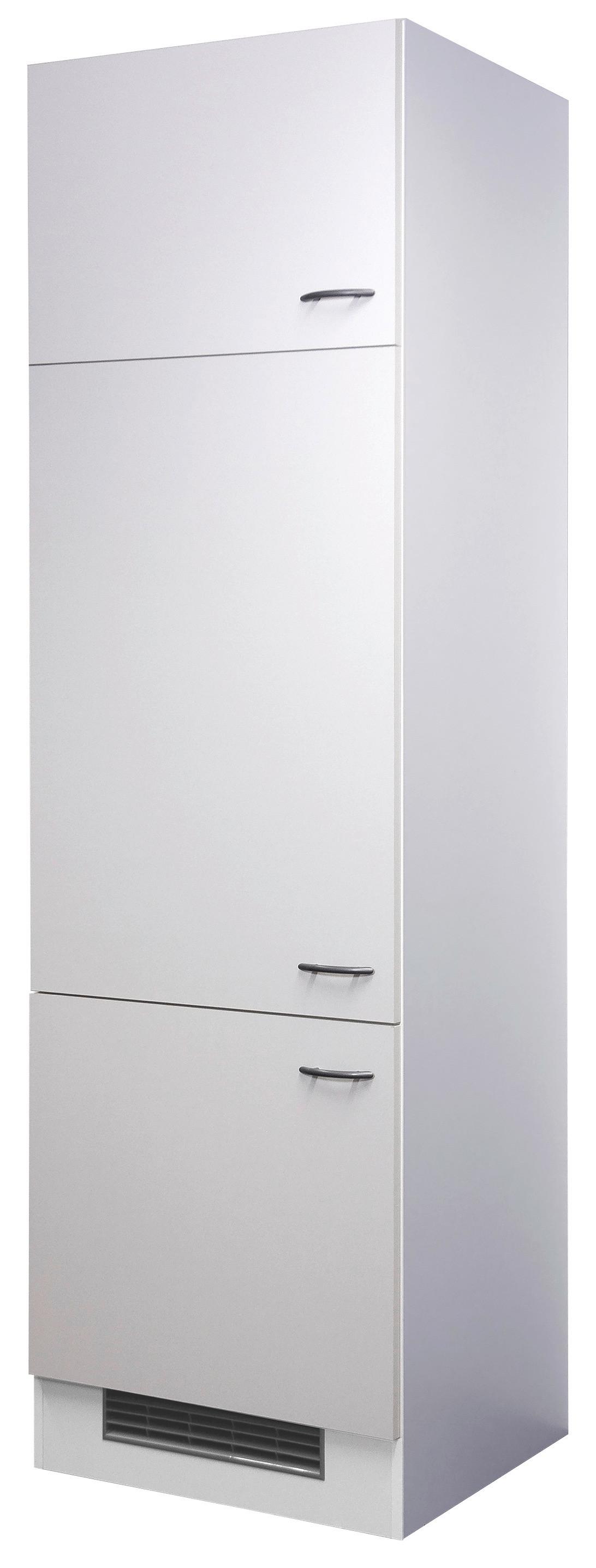 Kühlschrank-Umbauschrank Wito B: 60 cm Weiß - Edelstahlfarben/Weiß, MODERN, Holzwerkstoff/Kunststoff (60/200/57cm) - FlexWell