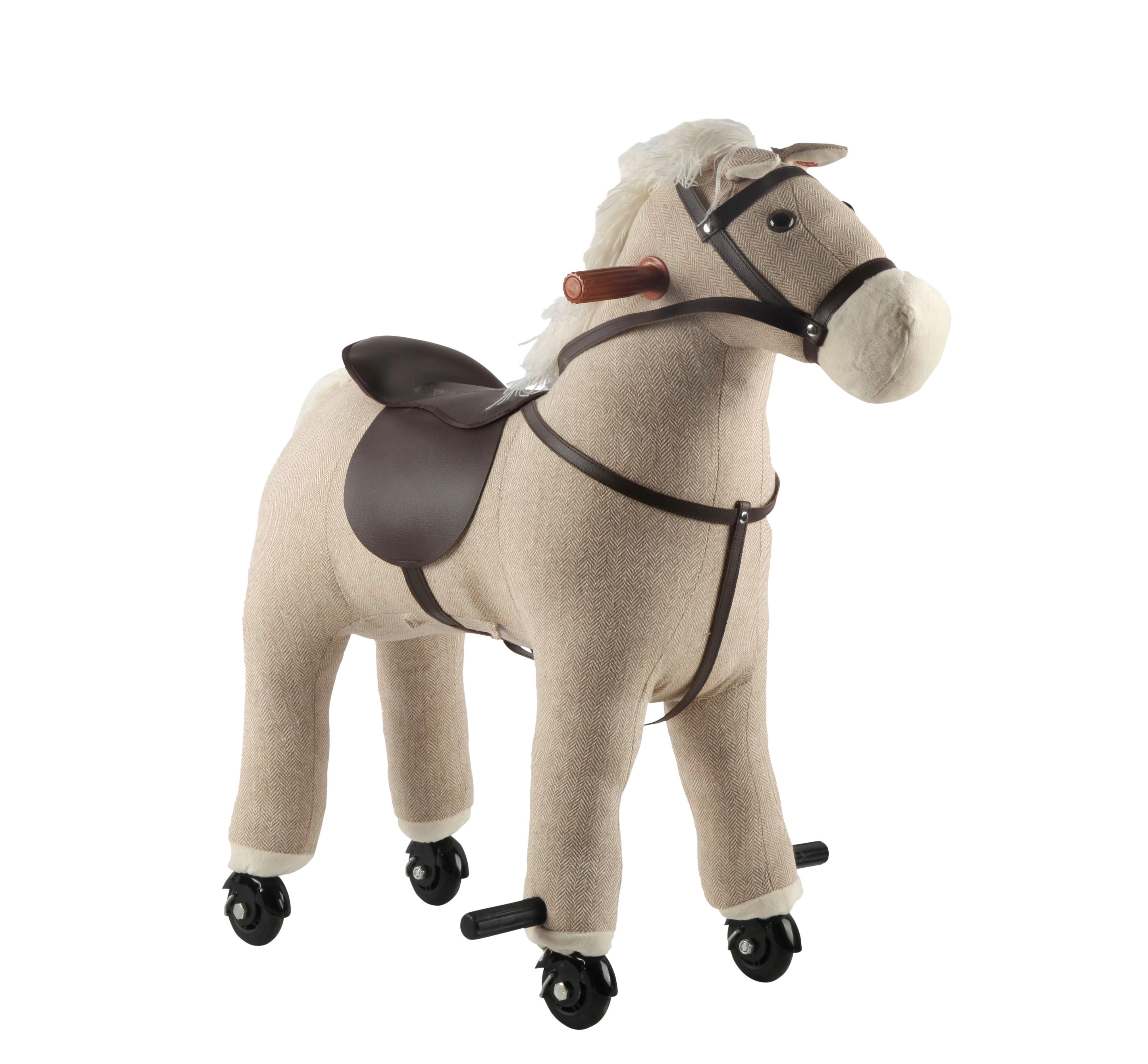 KONIK NA BIEGUNACH JR805 - beżowy, Trend, tworzywo sztuczne/metal (74/45/74cm) - My Baby Lou