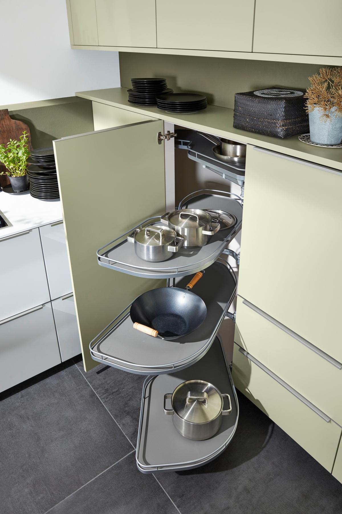 Einbauküche Softlack in Grün/Weiß - Weiß/Grün, MODERN, Holzwerkstoff - Nolte Küchen