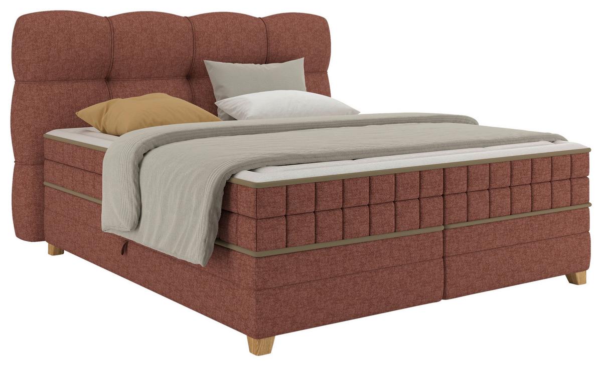 Boxspringbett Bianco Rot ca. 180x200cm - Rot, Konventionell, Holz/Holzwerkstoff (180/200cm) - Premium Living