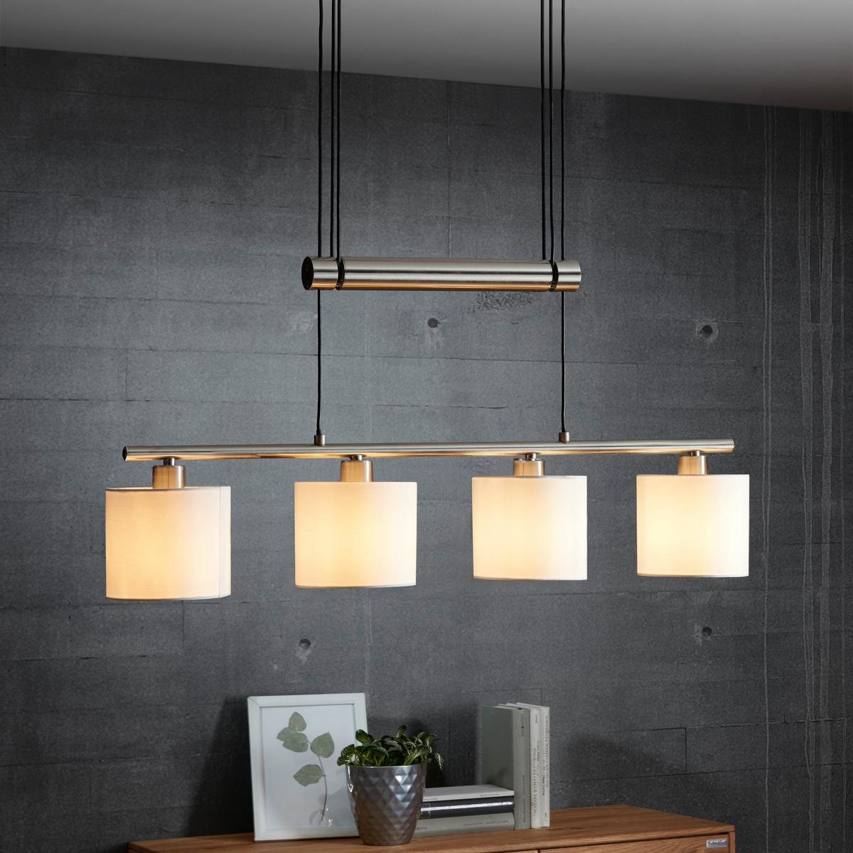 LAMPA WISZĄCA X30054001 GARDA *SBN* - biały/kolor niklowy, Design, metal/tkanina (77/95-150cm) - Novel