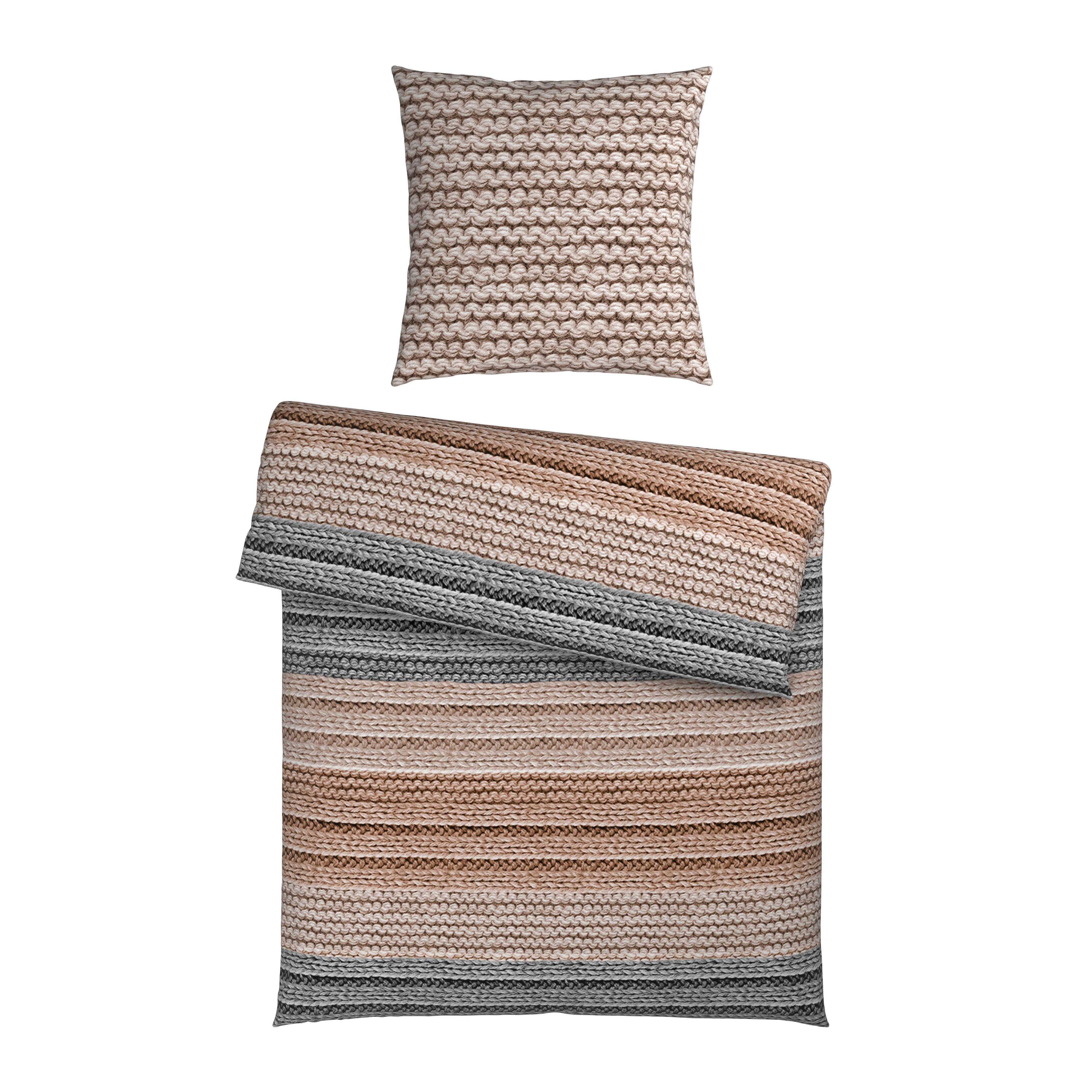 POŚCIEL COZY KNIT - szary, Design, tkanina (155/220cm) - Novel