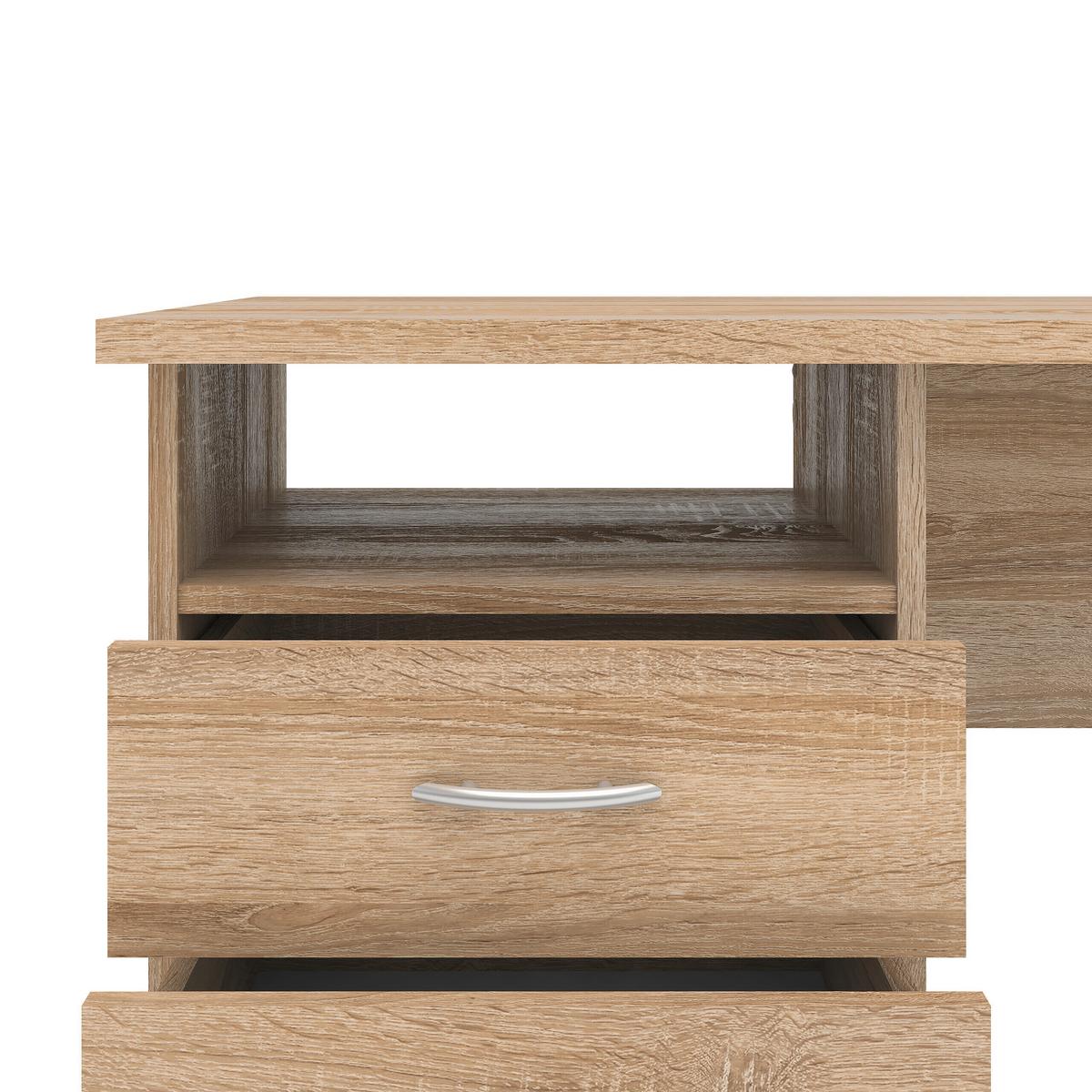 BIURKO FUNCTION PLUS - kolor dębowy/kolor srebrny, Modern, materiał drewnopochodny/tworzywo sztuczne (120,1/48,1/72,6cm) - MID.YOU