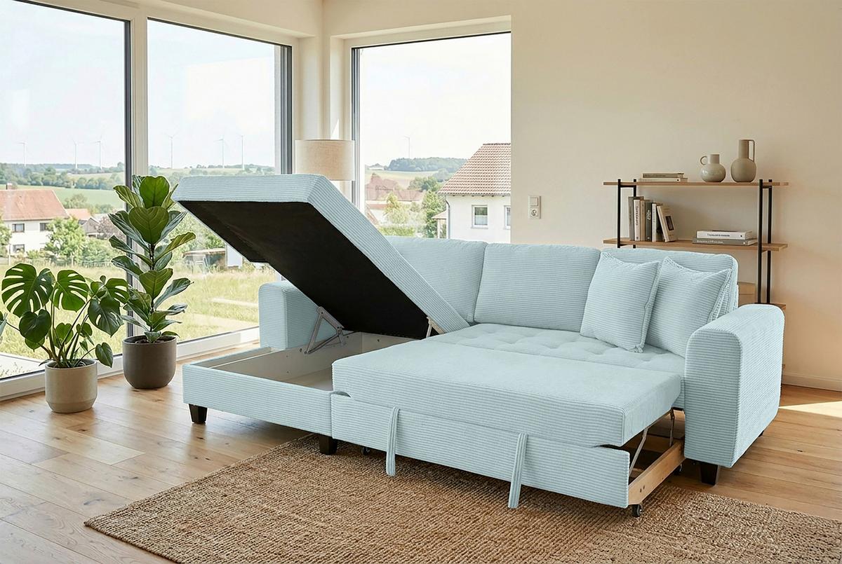 Kutna Garnitura Moritz - sivo-zelena, Trend, tekstil (155/265cm) - Modern Living