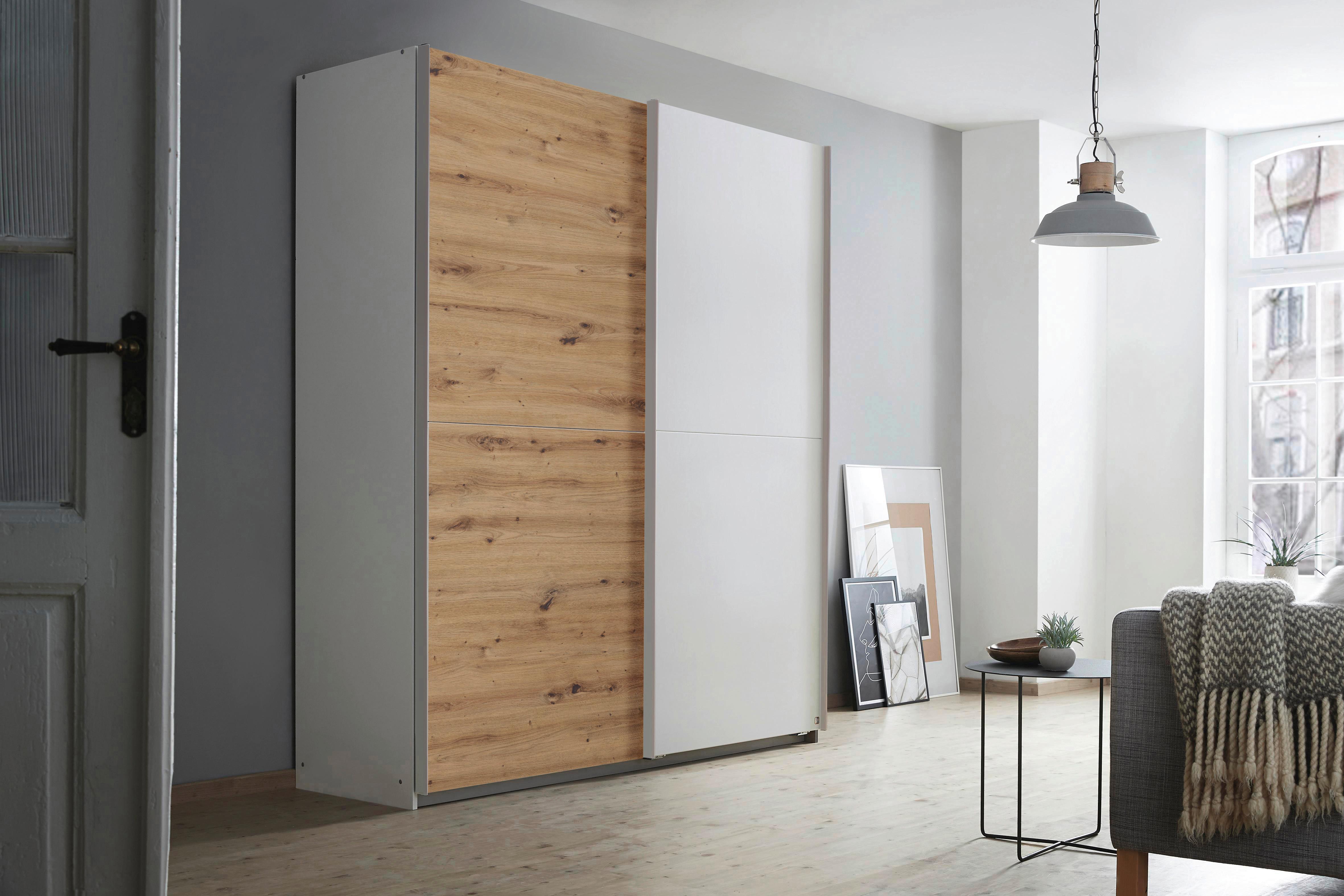 Omara Z Drsnimi Vrati Mars -Top- - bela/barve aluminija, Konvencionalno, kovina/leseni material (175/191/59cm) - Top ponudba
