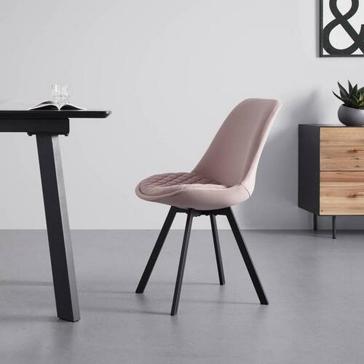 KRZESŁO MIA - różowy/czarny, Modern, metal/tkanina (49/83/53cm) - Bessagi Home