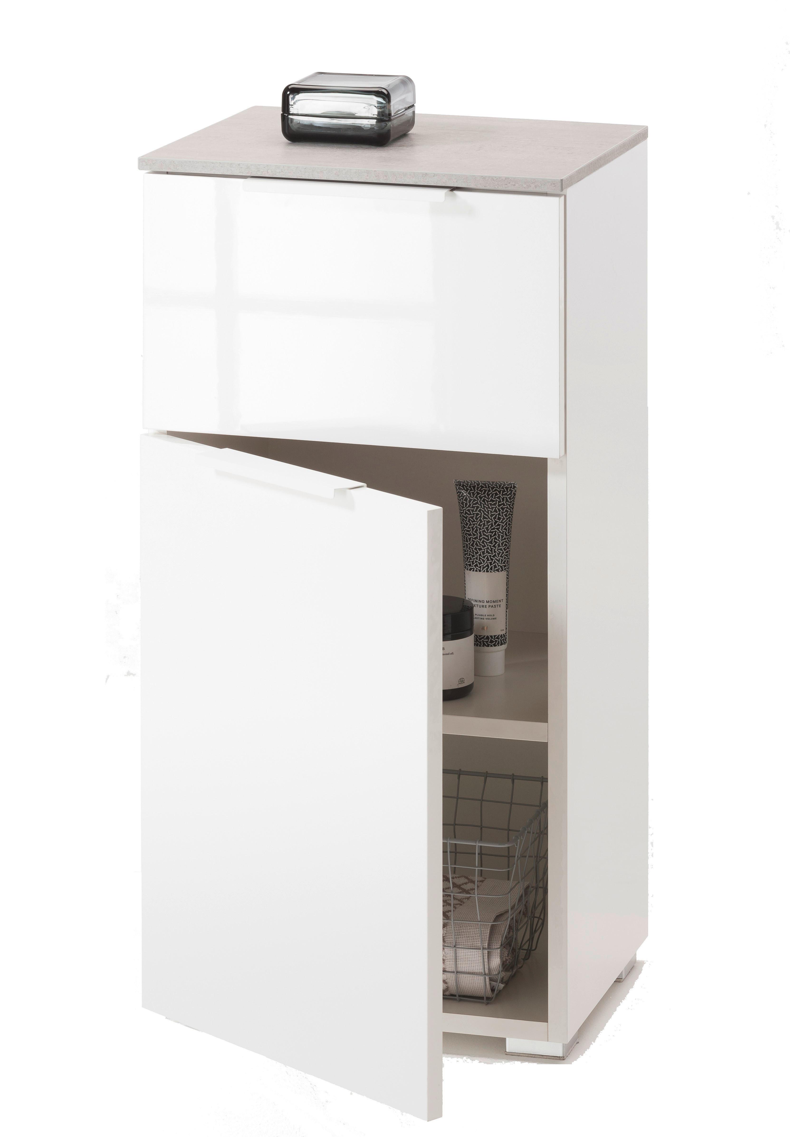 Unterschrank in Weiß/Grau - MODERN, Holz/Holzwerkstoff (40/82/35cm) - Premium Living
