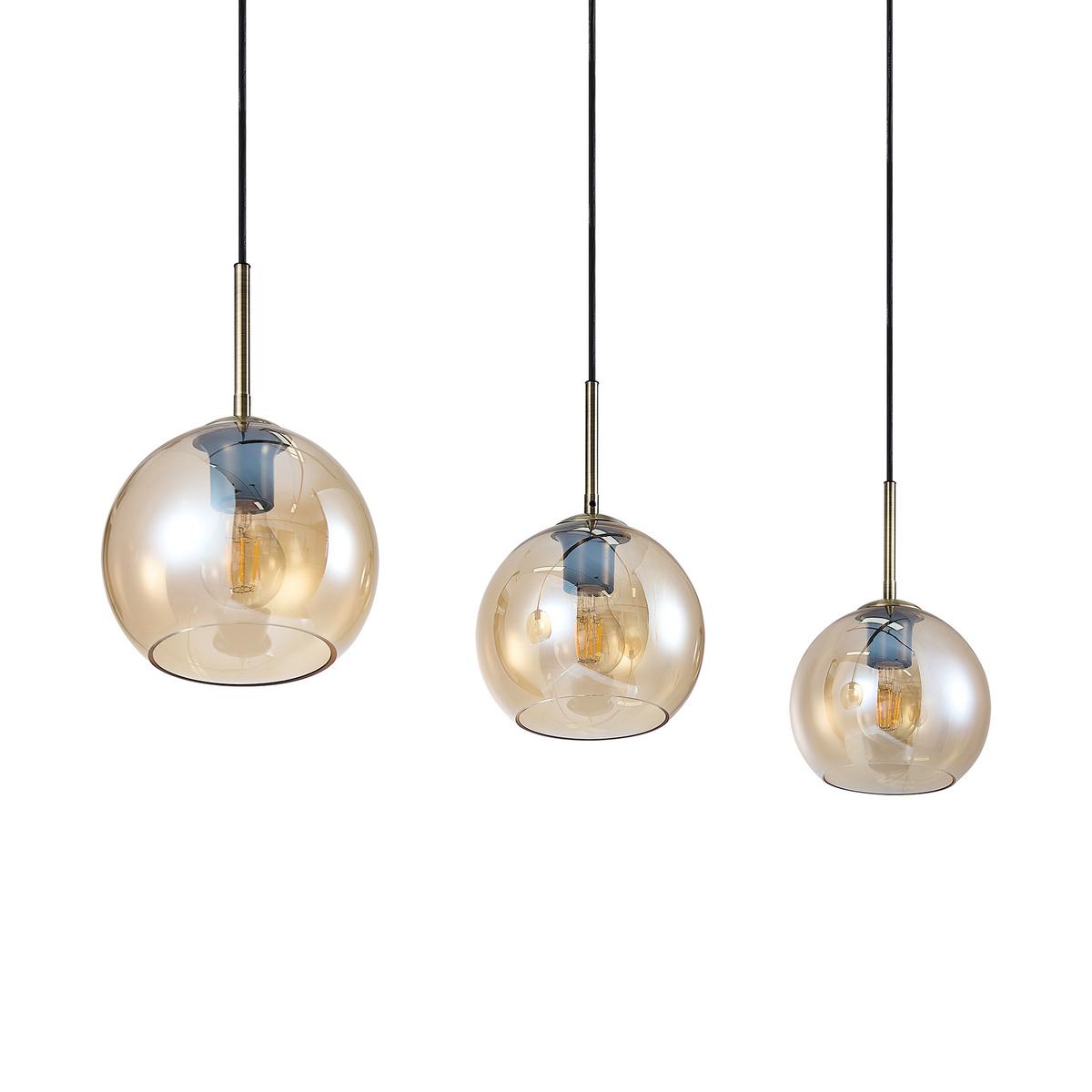 LAMPA WISZĄCA LEONIE *SBN* - kolor bursztynowy, Basics, metal/szkło (110/20/150cm) - Novel