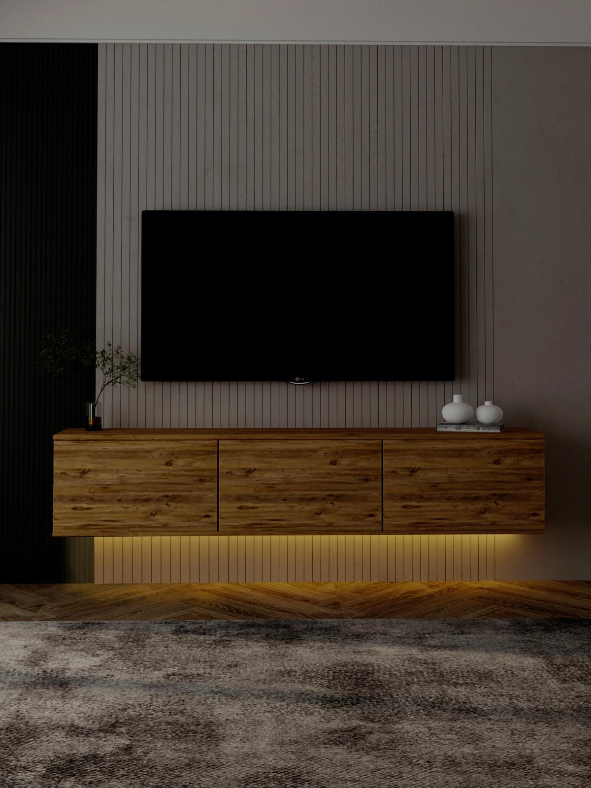 LOWBOARD NEON TV-MÖBEL - Kieferfarben, Design, Holzwerkstoff (160/35/32cm) - Livetastic
