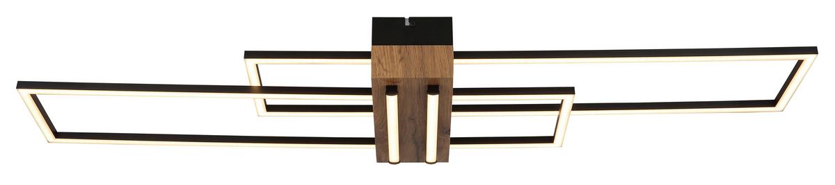 LED-DECKENLEUCHTE 67208-40N DAKARI - Weiss/Dunkelbraun, Natur, Holzwerkstoff/Kunststoff (100/25/9,7cm) - Globo