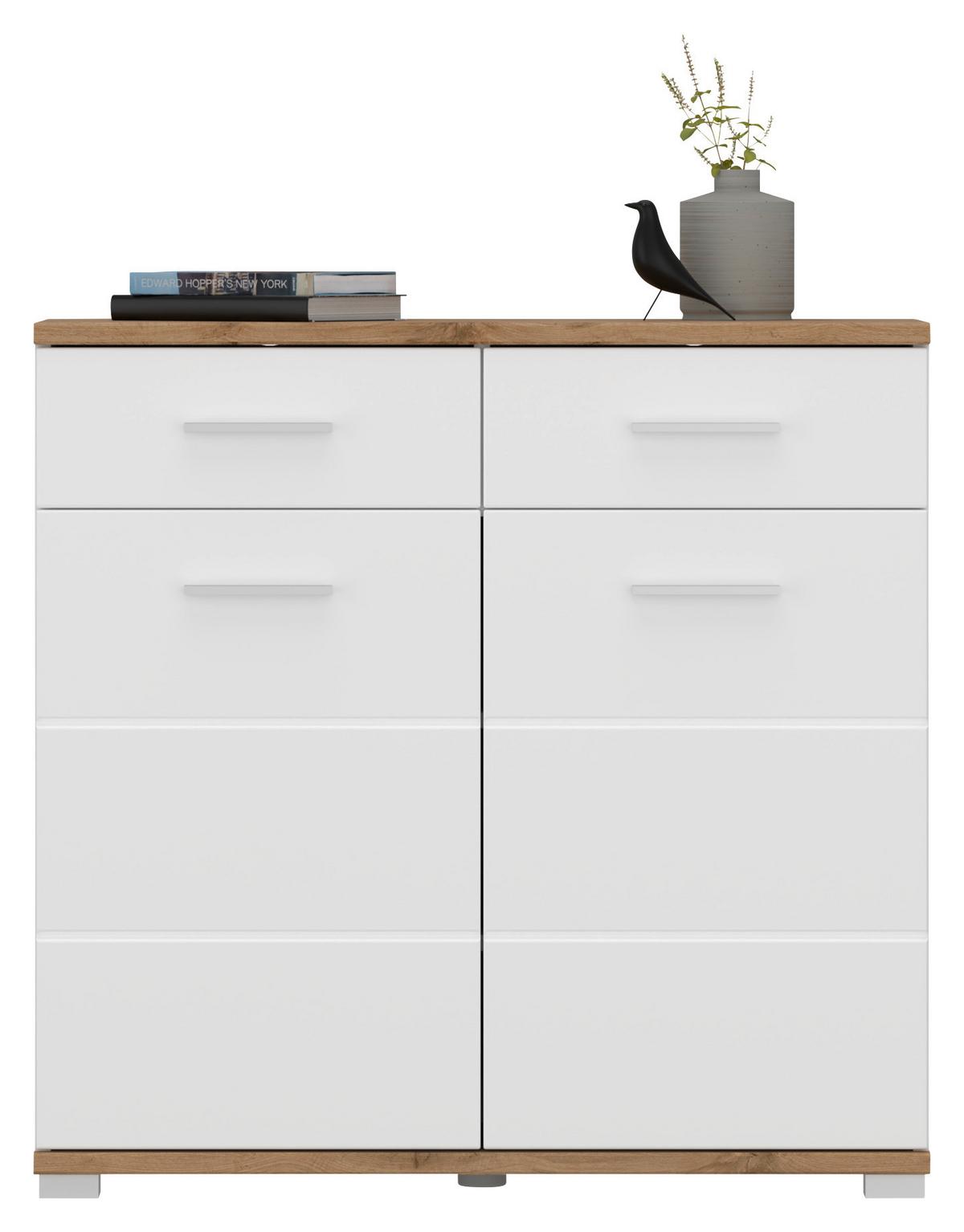 Omara Za Čevlje Hola, Bela, Barva Hrasta - hrast wotan/barve hrasta, Trend, umetna masa/leseni material (90/88/33,5cm)