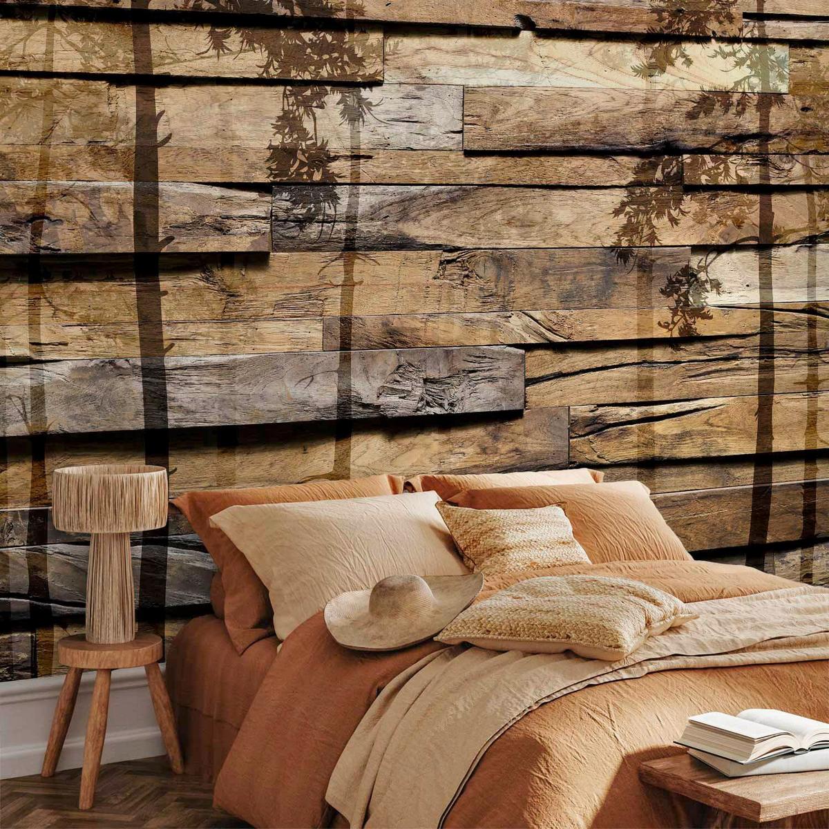 Fototapeta Shadow Of Trees, 300x210cm - bež/rjava, Trendi, tekstil (300/210cm) - artgeist