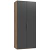 Drehtürenschrank Level 36A ca. 100x236x58cm Graphitfarben - Chromfarben/Eichefarben, MODERN, Holzwerkstoff/Metall (100/236/58cm) - MID.YOU