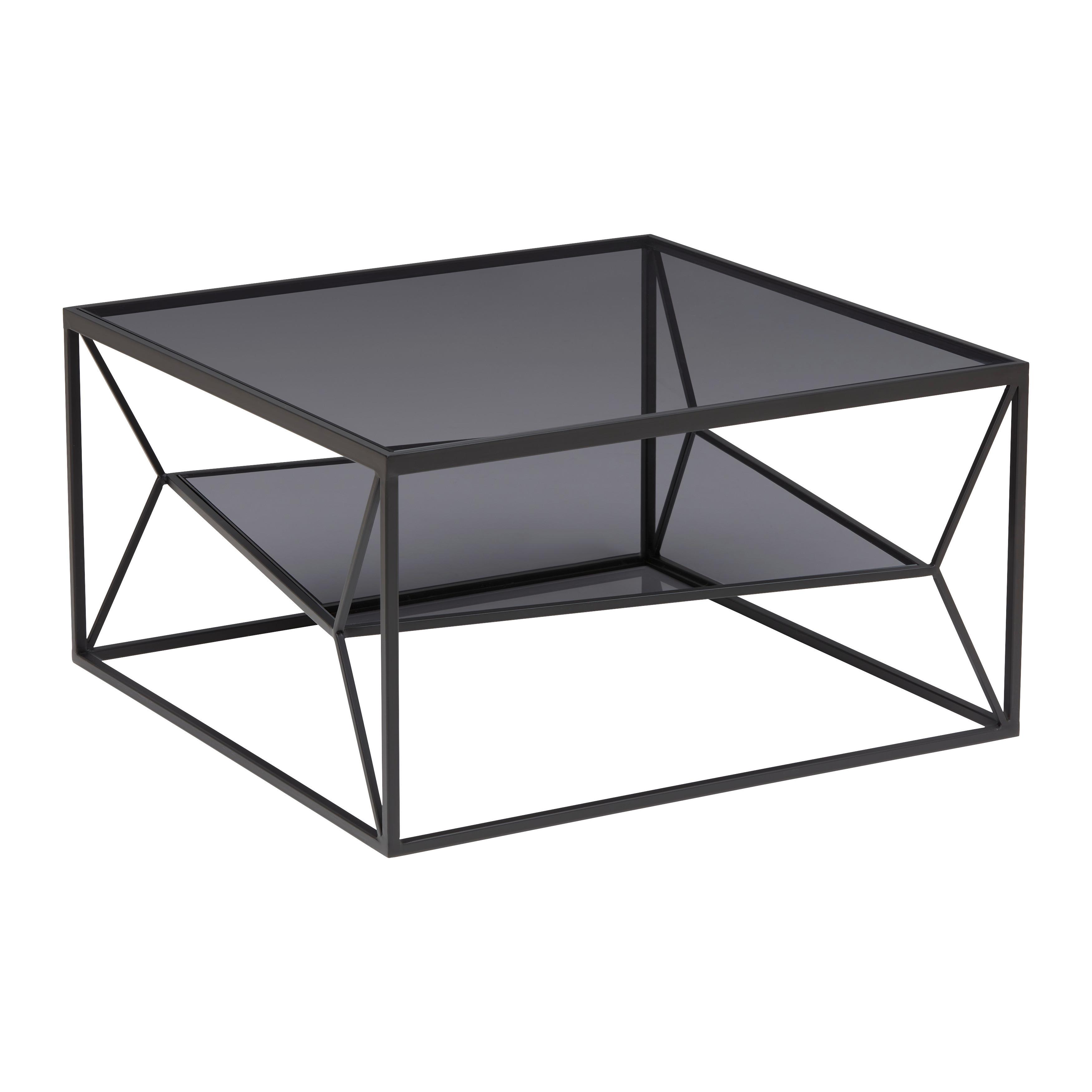 Couchtisch Angel in Grau/Schwarz - Schwarz/Grau, MODERN, Glas/Metall (70/70/38cm) - Premium Living