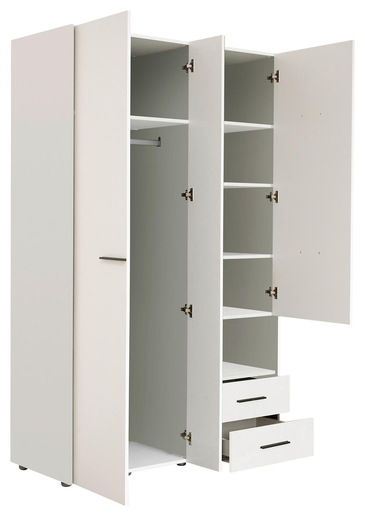 Kleiderschrank in Weiß - Schwarz/Weiß, KONVENTIONELL, Holzwerkstoff/Kunststoff (127,5/205,5/54cm) - Mömax