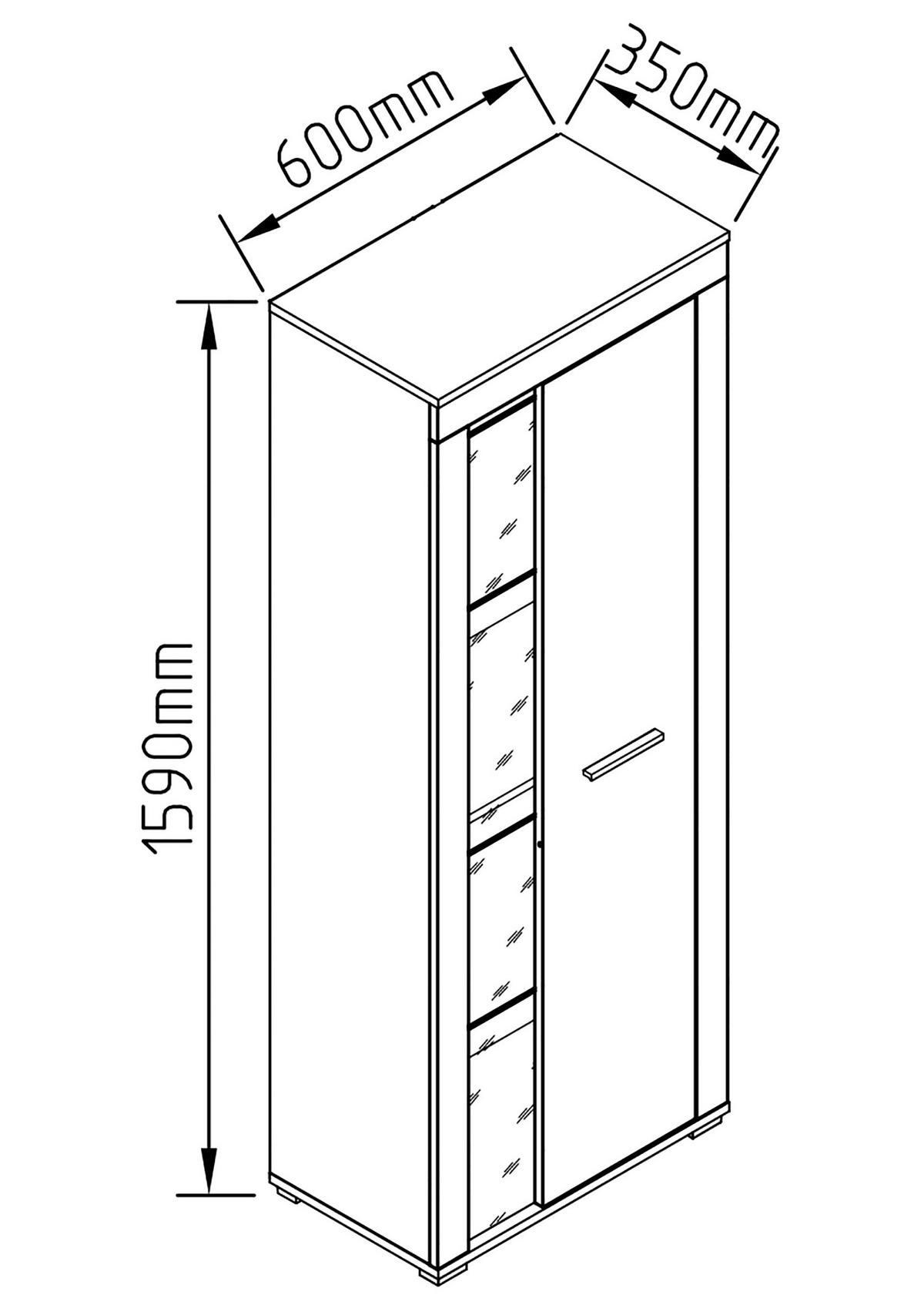 VITRINE USILO VITRINE - Weiss/Silberfarben, Design, Glas/Holzwerkstoff (60/159/35cm) - MID.YOU