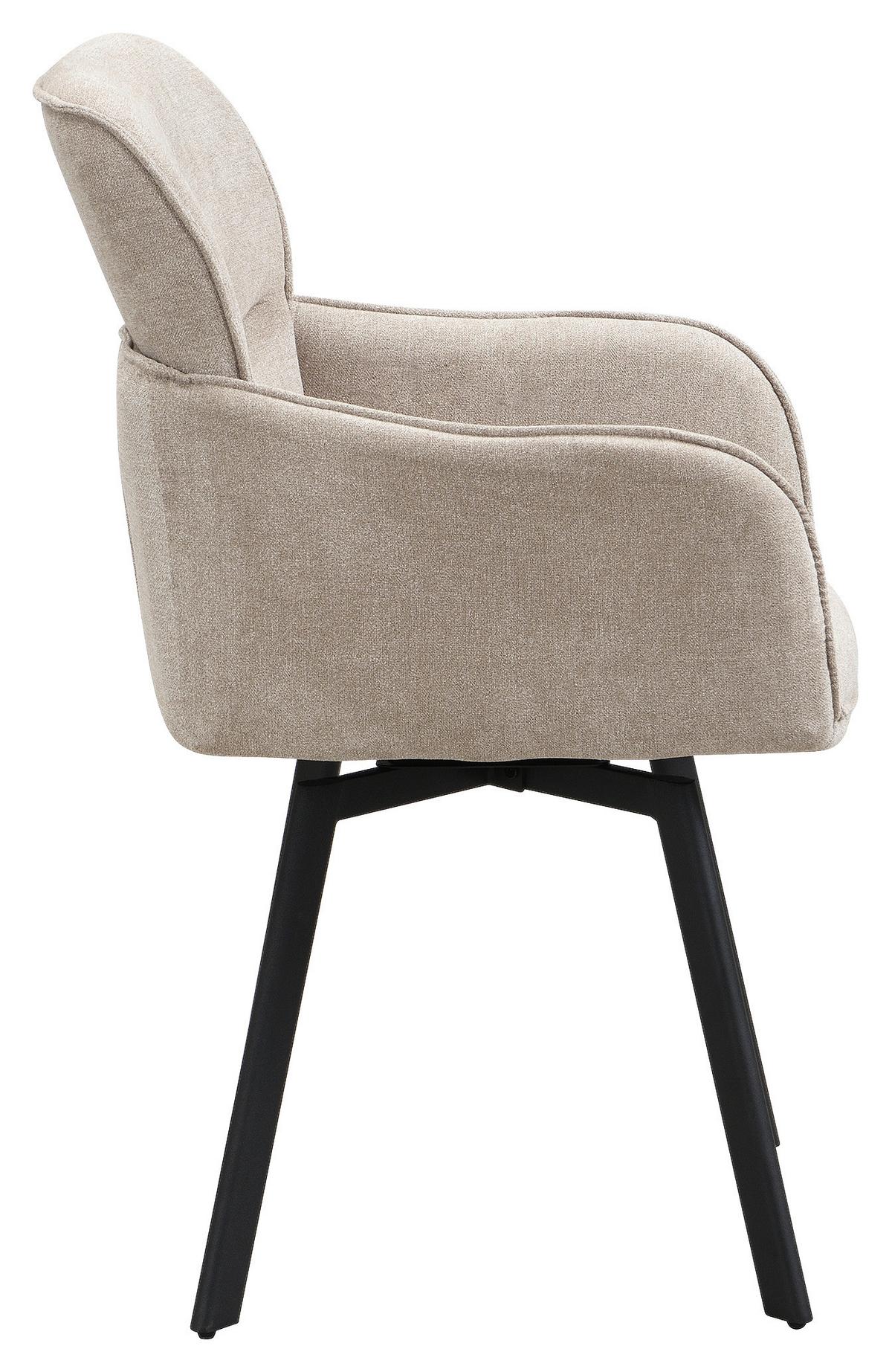 STUHL RICO - Taupe/Schwarz, MODERN, Textil/Metall (61/90/63cm) - MID.YOU