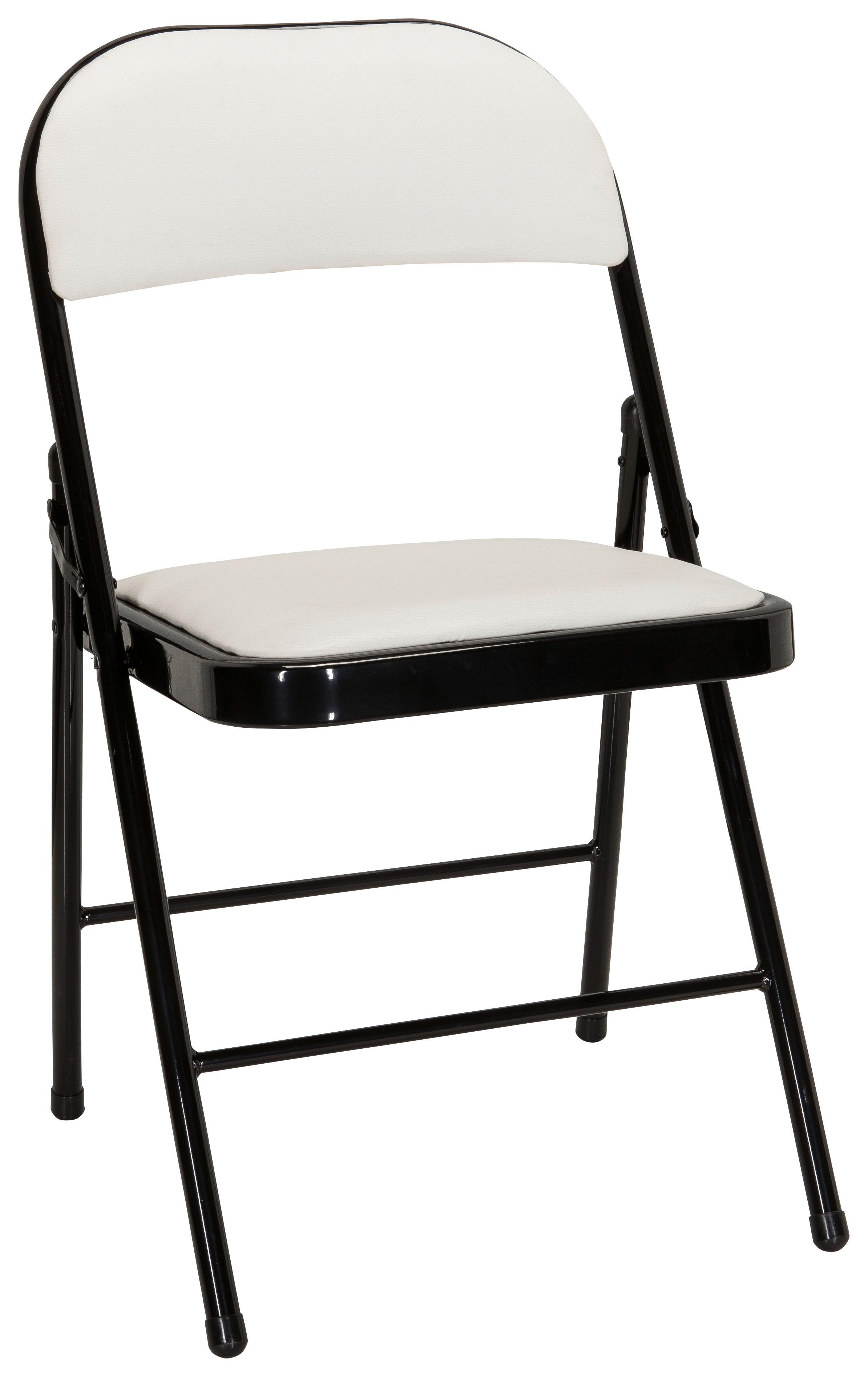 Zložljiv Stol Tudela Pu, Bela - črna/bela, Basics, kovina/tekstil (44/80/49cm) - MID.YOU