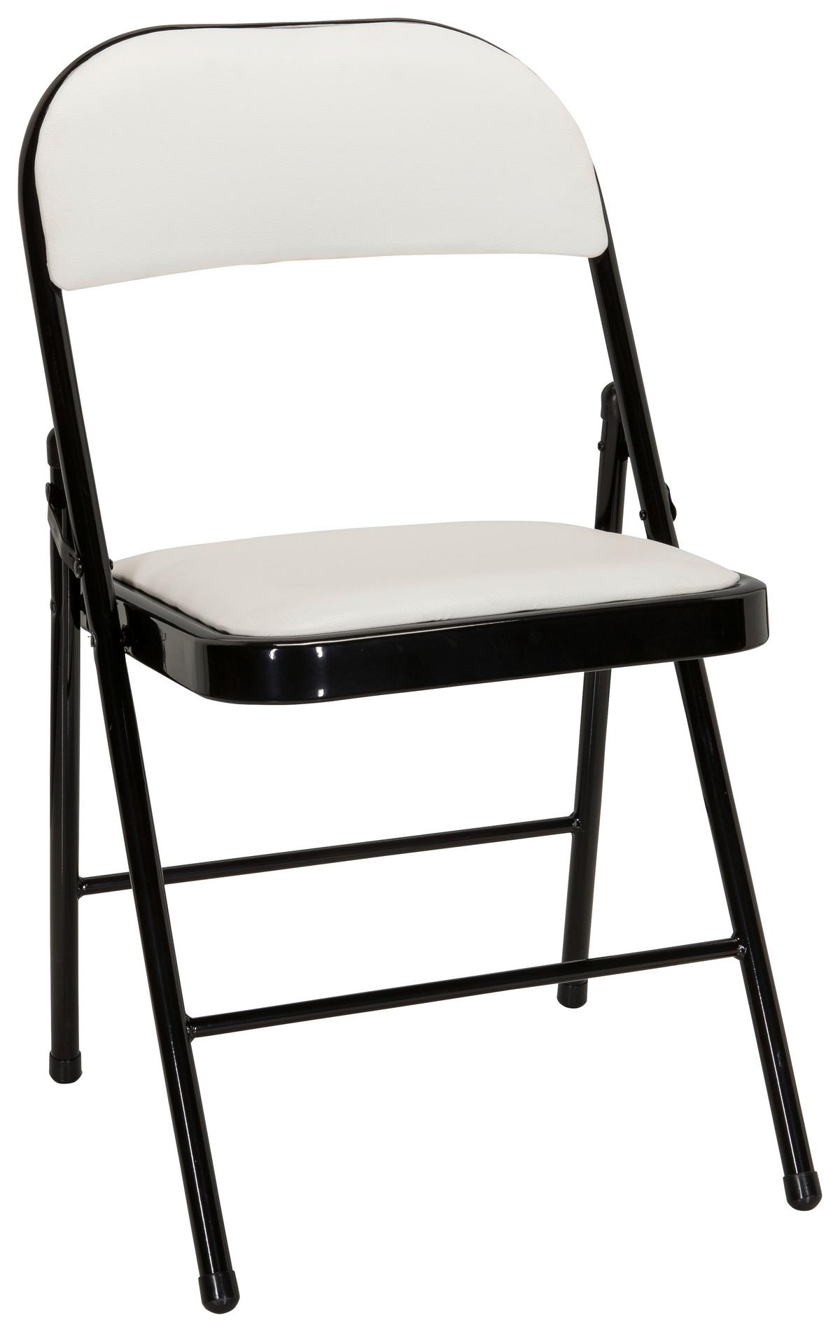 Zložljiv Stol Tudela Pu, Bela - črna/bela, Basics, kovina/tekstil (44/80/49cm) - MID.YOU