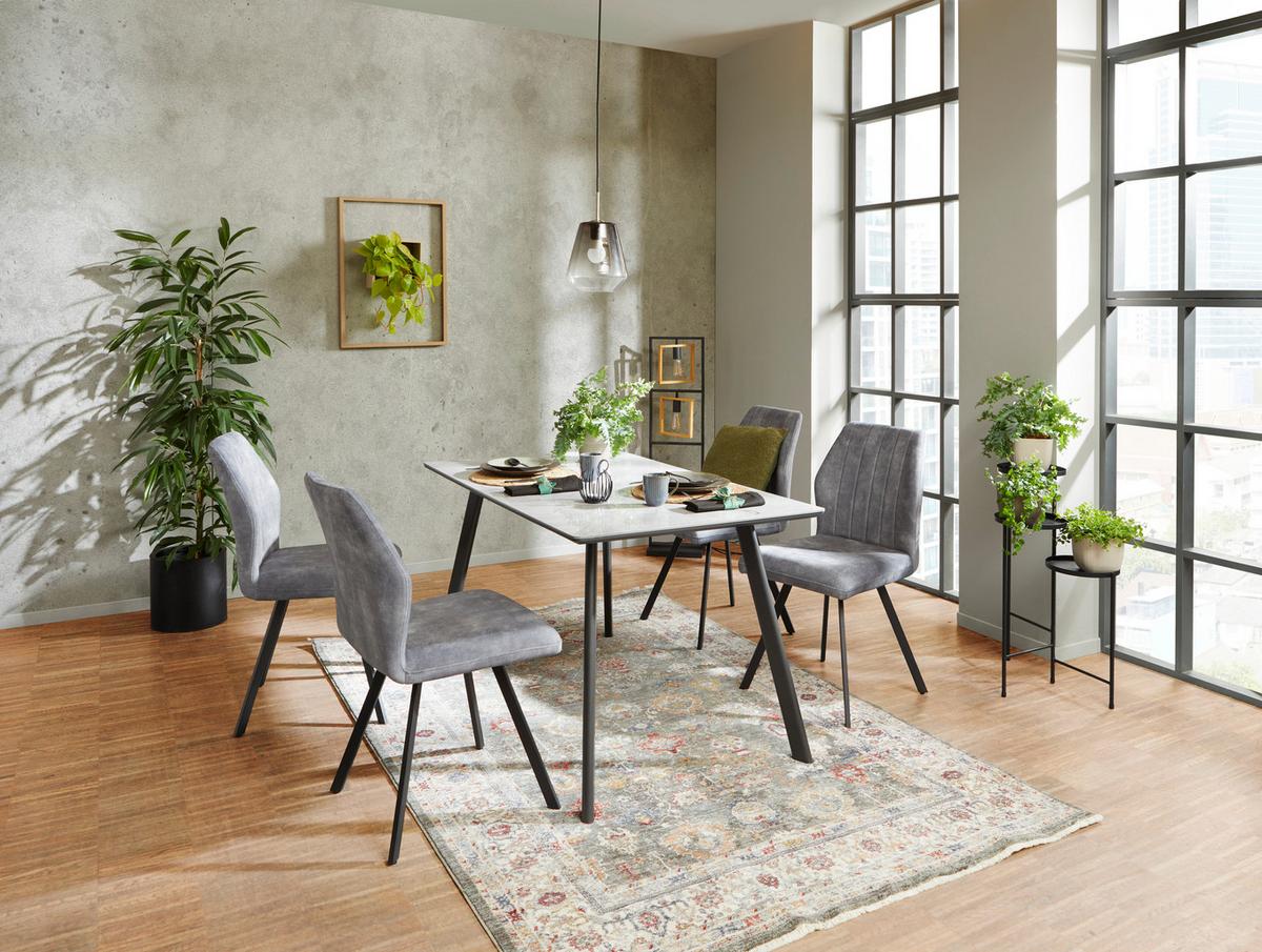 Jedilna Miza George, Črna, Siva, 140x80 - siva/črna, Konvencionalno, kovina/leseni material (140/76/80cm) - Mömax