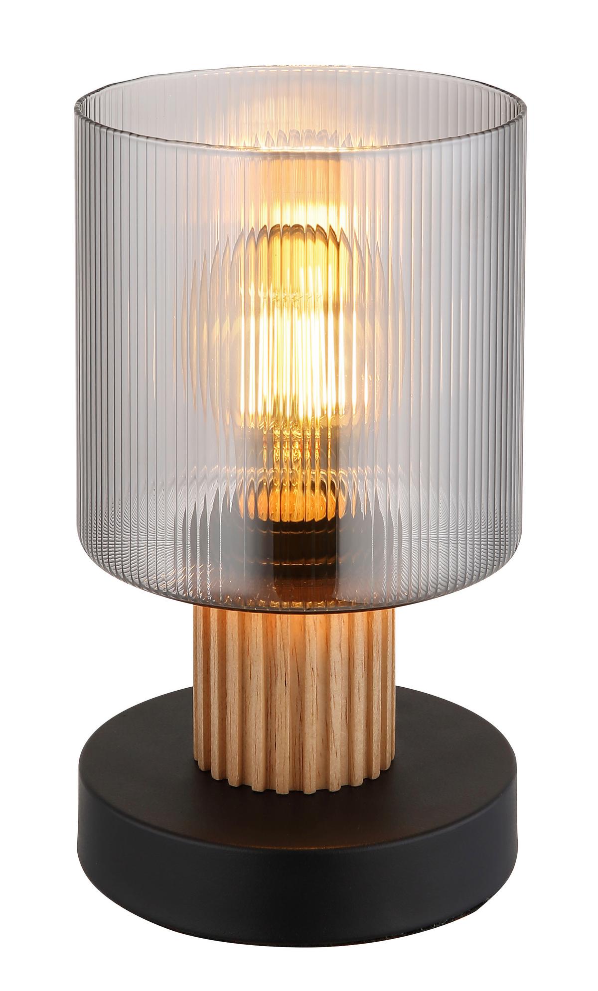 TISCHLEUCHTE 15768T - Dunkelbraun/Schwarz, Natur, Glas/Holz (12/21cm) - Globo