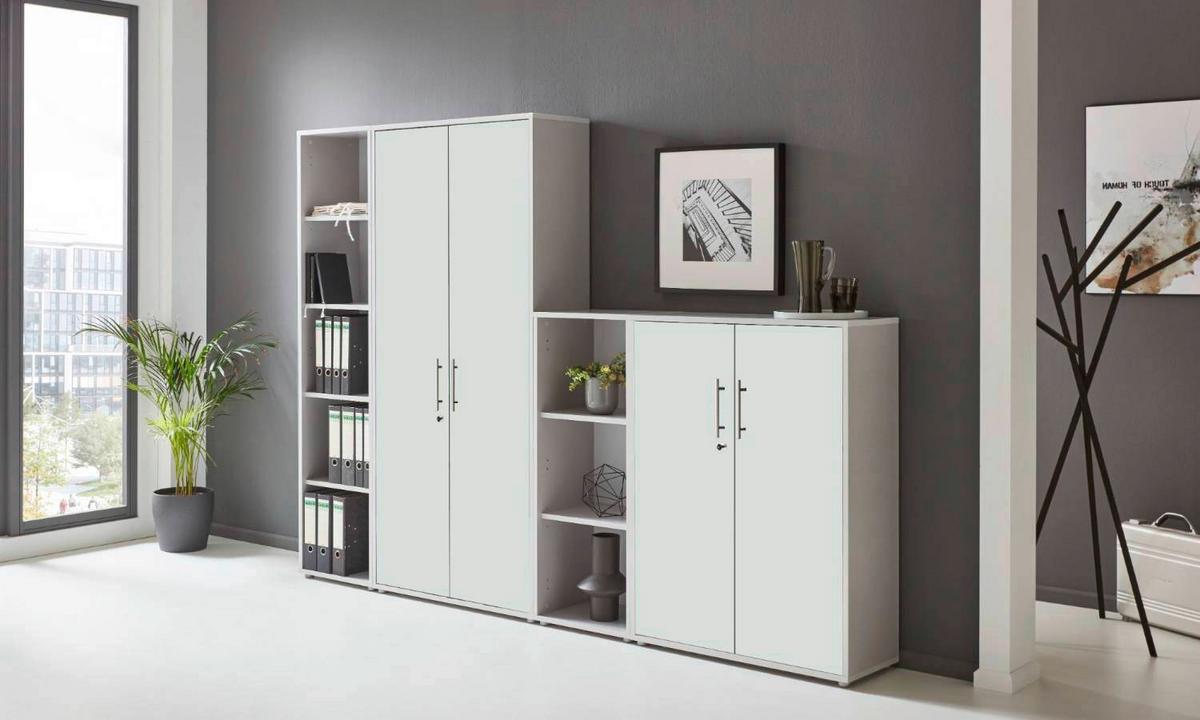 Büro Office Edition Set 4 Grau/Weiß - Weiß/Grau, MODERN, Holzwerkstoff - MID.YOU