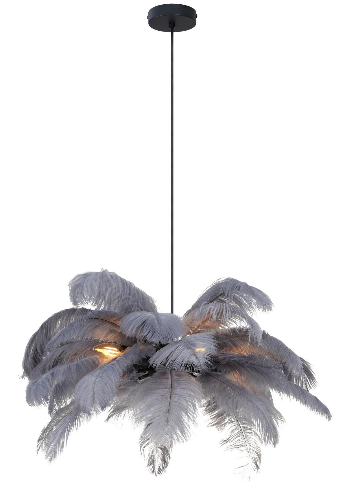 Függőlámpa Fedi - fekete/szürke, Modern, textil/fém (55/55/120cm) - Mömax
