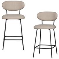 Barhocker-Set Kjeld 2er-Set Naturfarben - Schwarz/Naturfarben, MODERN, Textil/Metall (46/93/52cm) - Livetastic