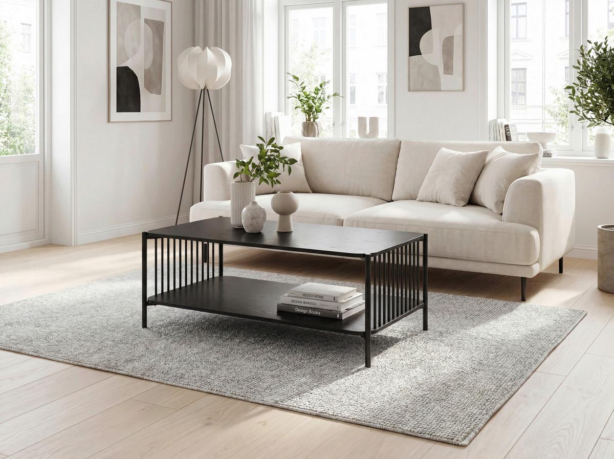 Couchtisch Wl7.637 - Schwarz, Design, Holzwerkstoff/Metall (110/60/42cm) - Livetastic