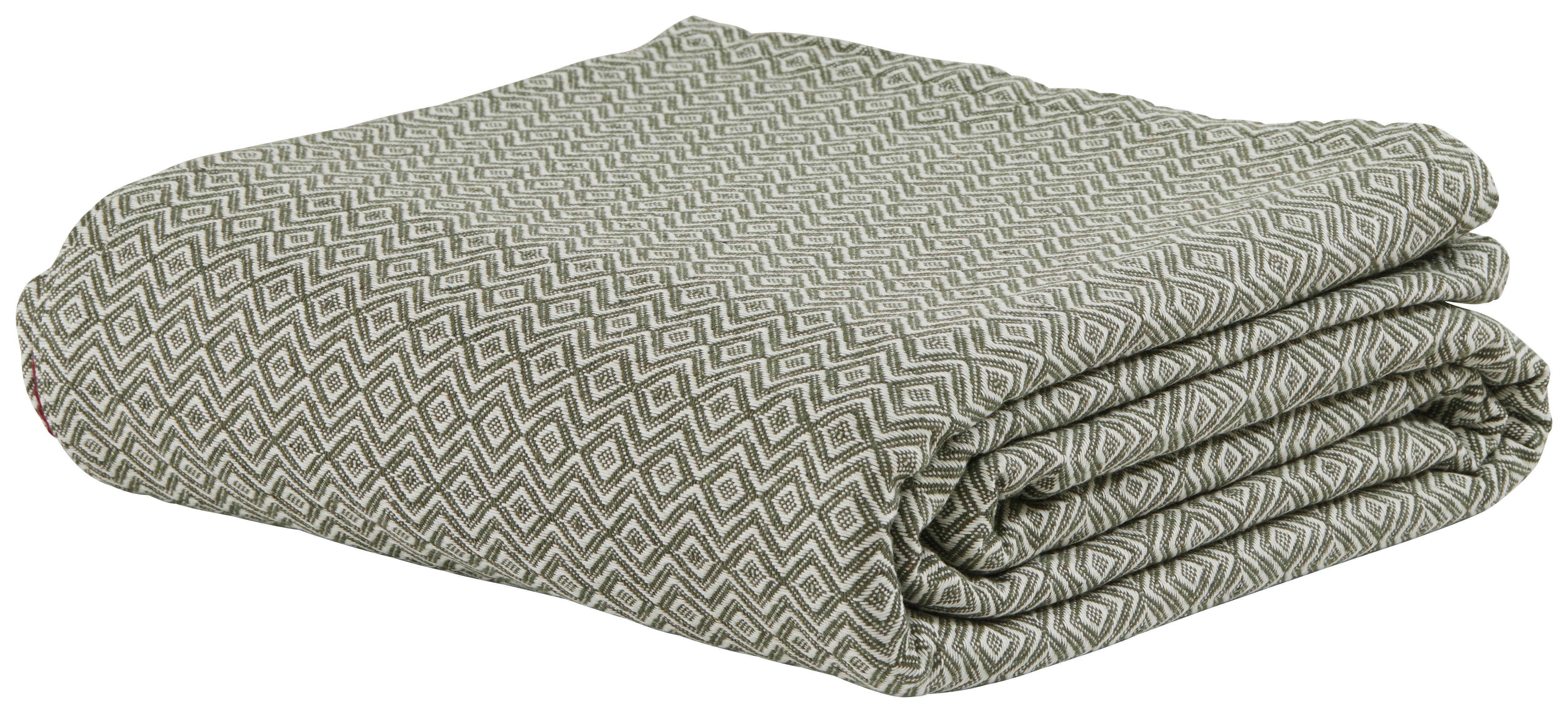 Okrasna Odeja Dobby Raute -Ext- - bela/zelena, tekstil (240/210cm) - Premium Living