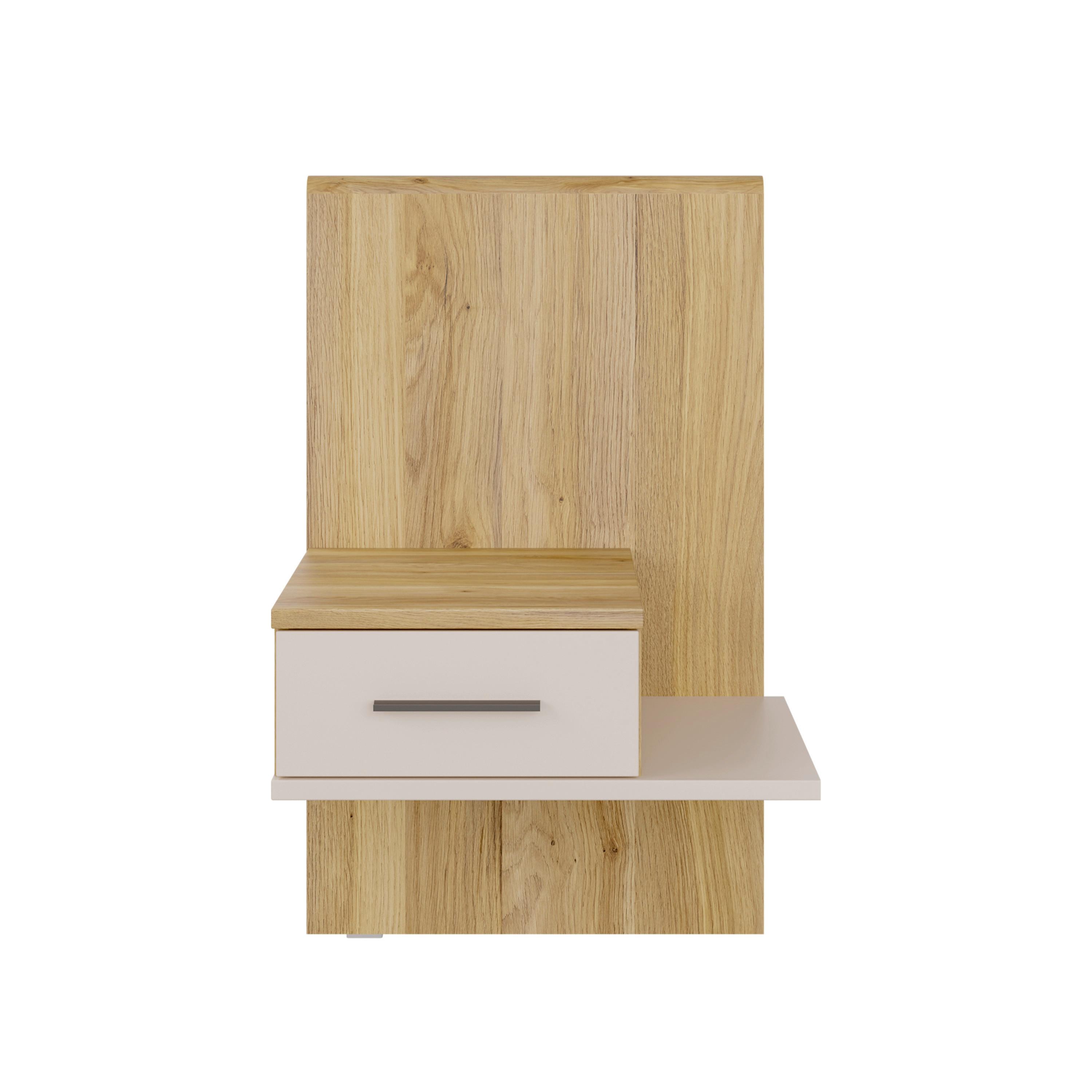 Noćni Ormarić Bellevue - siva/boje hrasta, Konvencionalno, drvni materijal/plastika (57,3/95,5/47,4cm) - Modern Living
