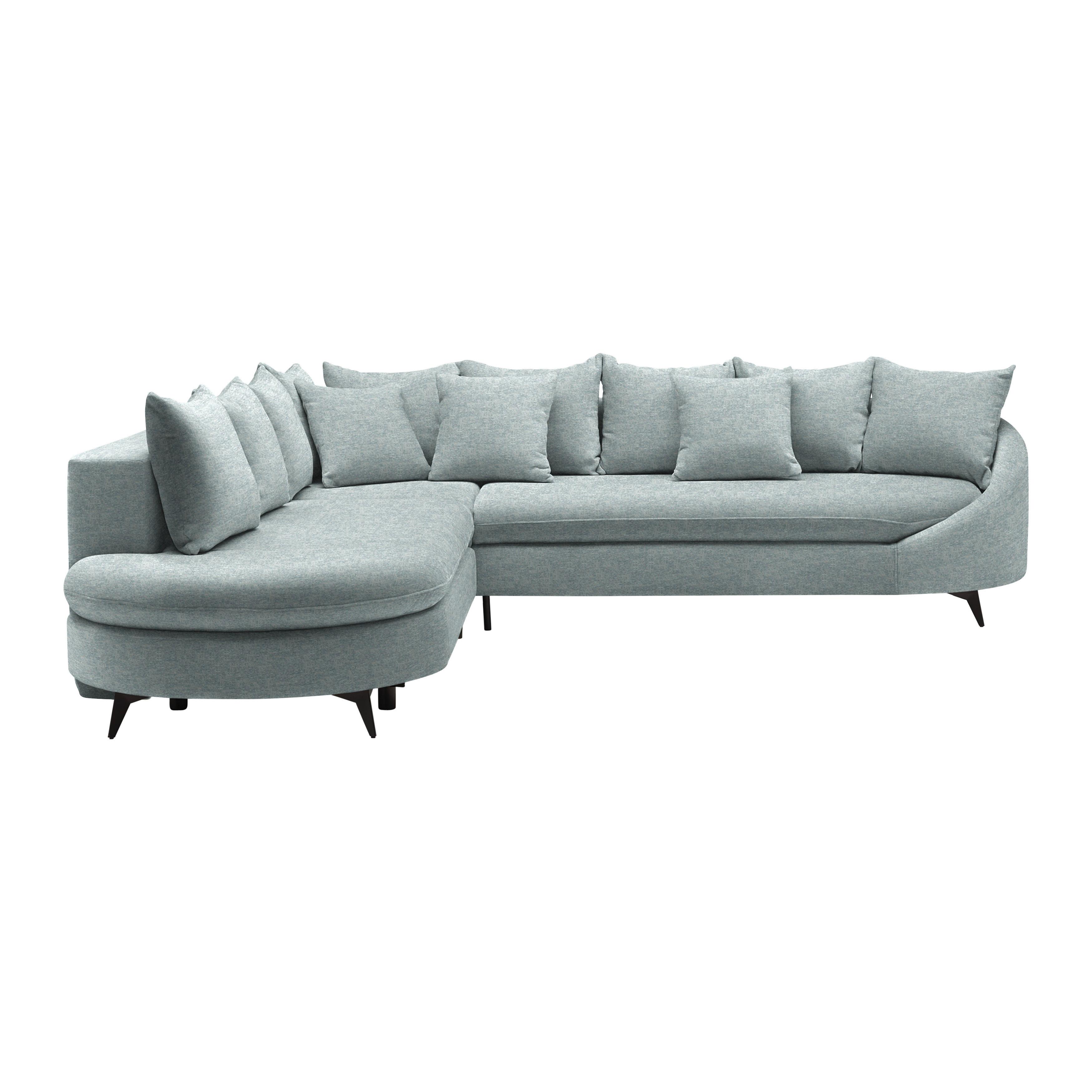 Ecksofa Axel Hellblau - Schwarz/Hellblau, MODERN, Textil/Metall (250/87/291cm) - Mömax