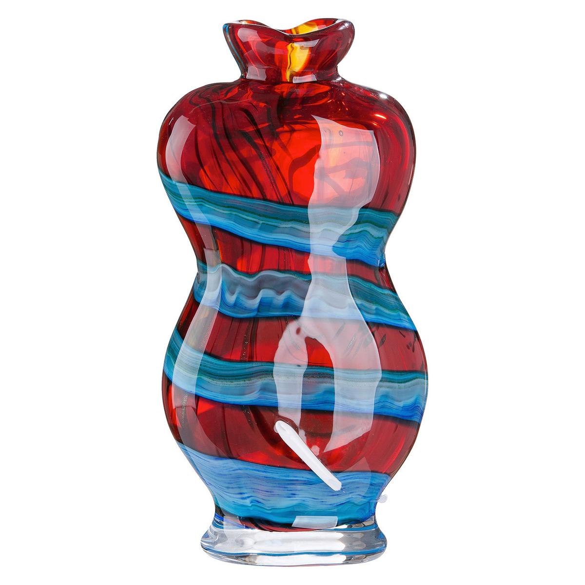 Dekovase Franco Blau/Rot/Weiß - Blau/Rot, Basics, Glas (17/34/11cm)