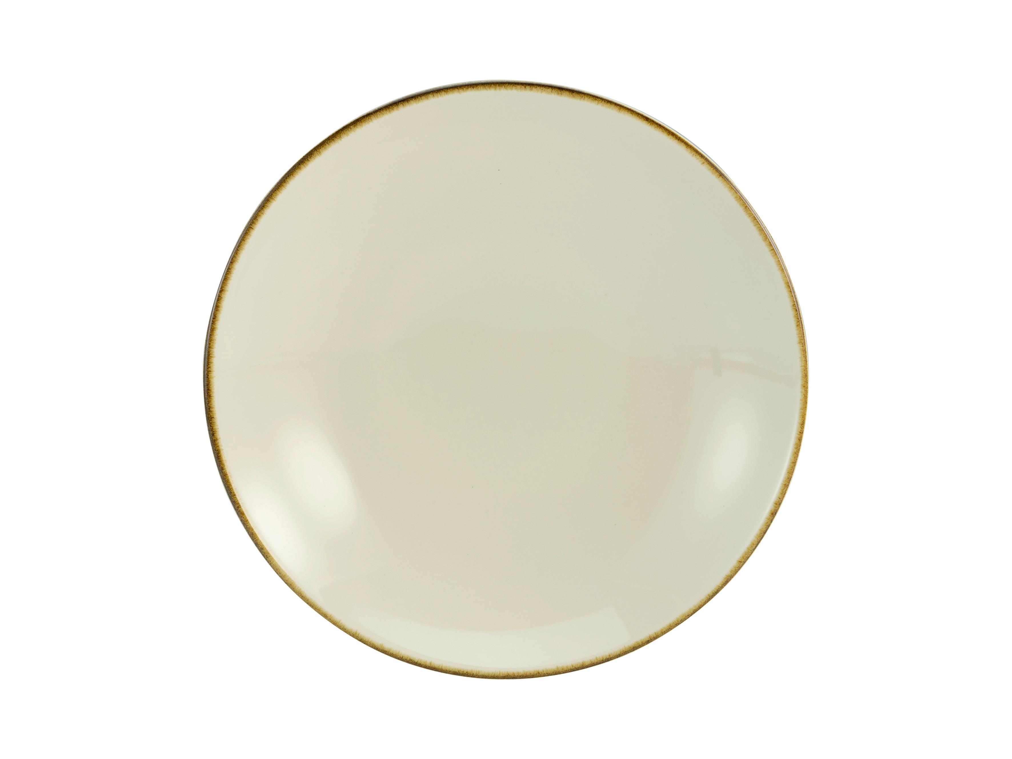 Mélytányér Linen - krémszínű/fehér, kerámia (22/22/4cm) - Premium Living