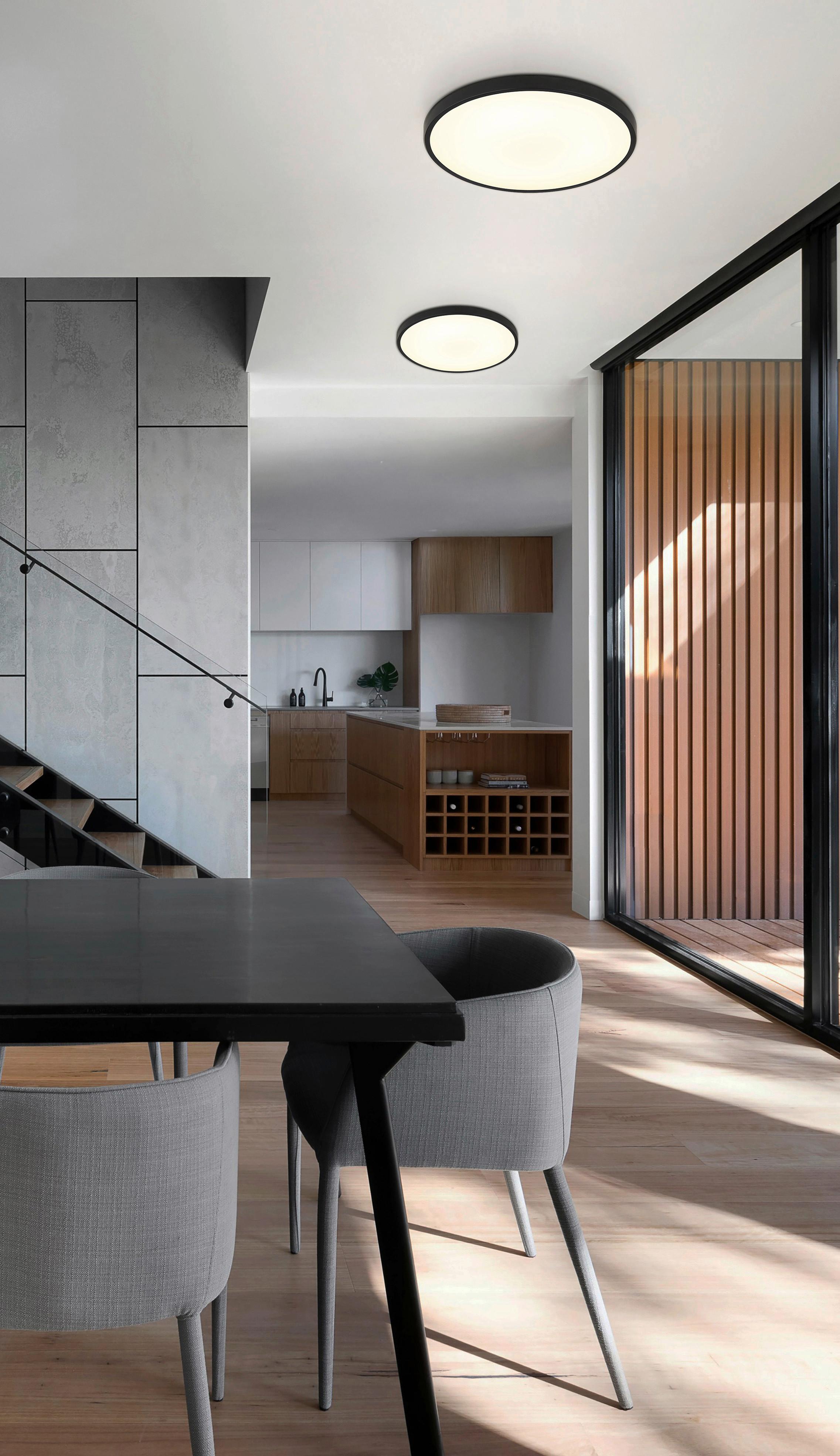 LED-DECKENLEUCHTE 41566-15S NIELSEN - Weiss/Schwarz, Konventionell, Kunststoff (23/3,55cm) - Globo