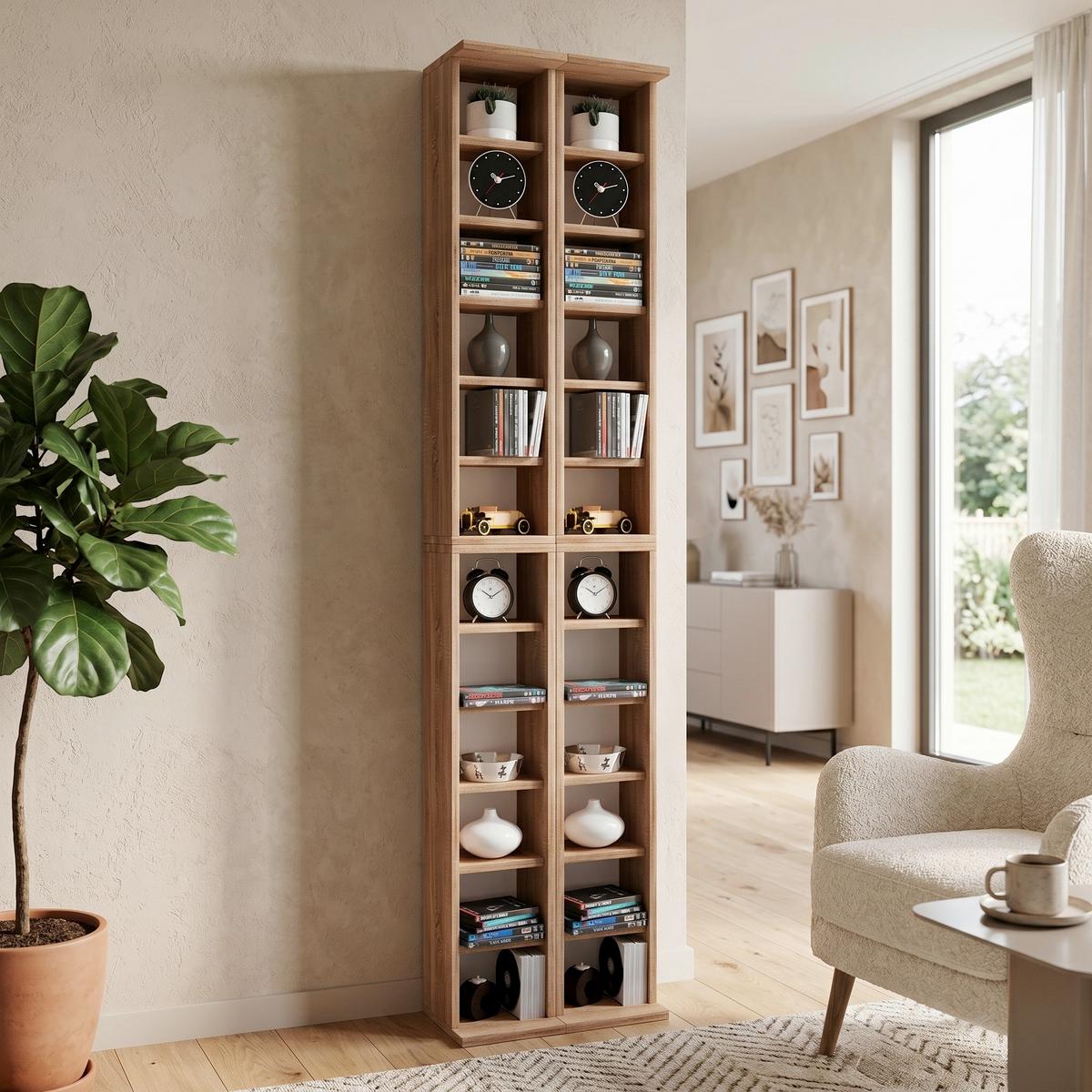 CD-Regal Almera in Eichefarbe, B: 42 cm - Eichefarben, KONVENTIONELL, Holzwerkstoff (42/183/20cm) - MID.YOU