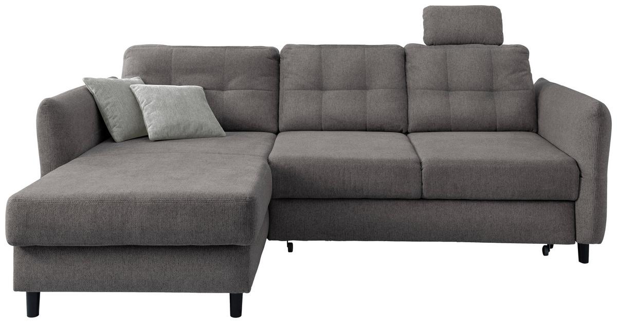 Wohnlandschaft Brizzini Graubraun Chenille - Graubraun/Hellgrau, MODERN, Holz/Textil (176/250-280cm) - Livetastic
