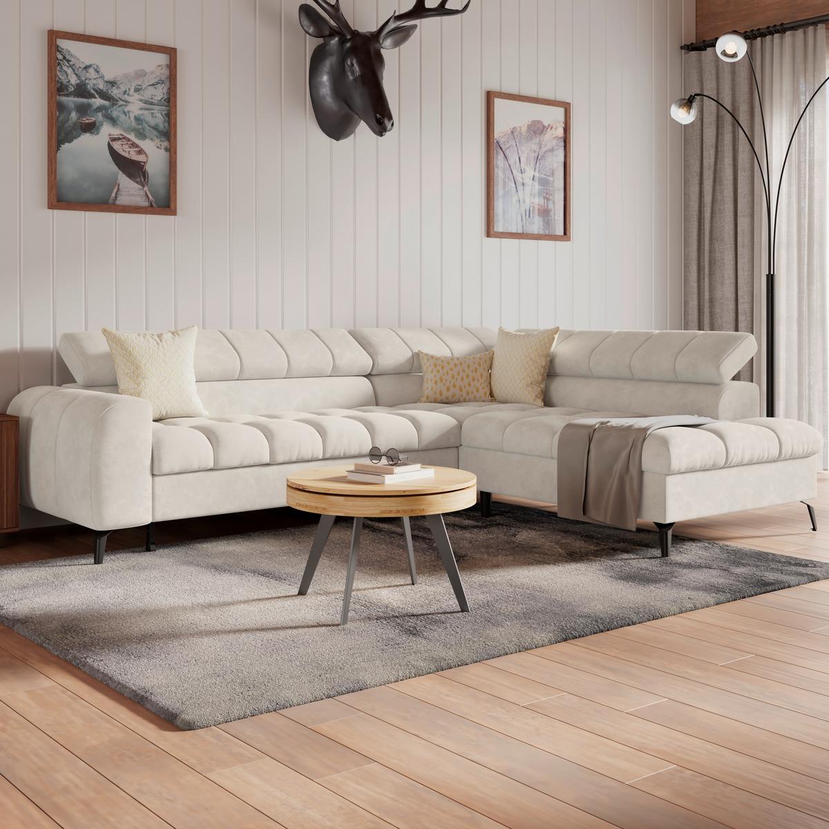 Kutna Garnitura Volf - crna/krem, Trend, tekstil/metal (261/203cm)