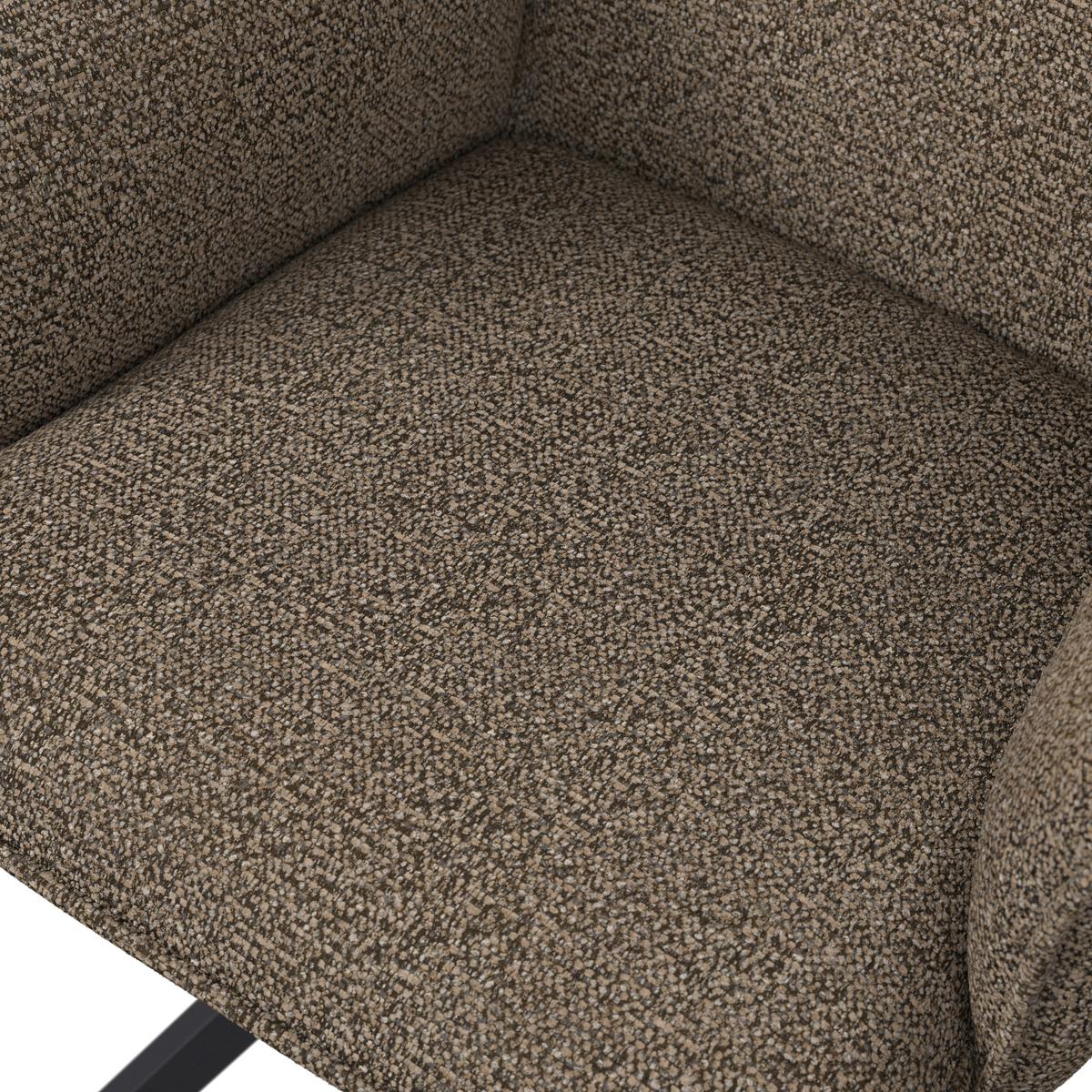 Armlehnstuhl Tess Braun Chenille Drehbar Gepolstert - Schwarz/Braun, MODERN, Holz/Textil (64/90/63cm) - Bessagi Home