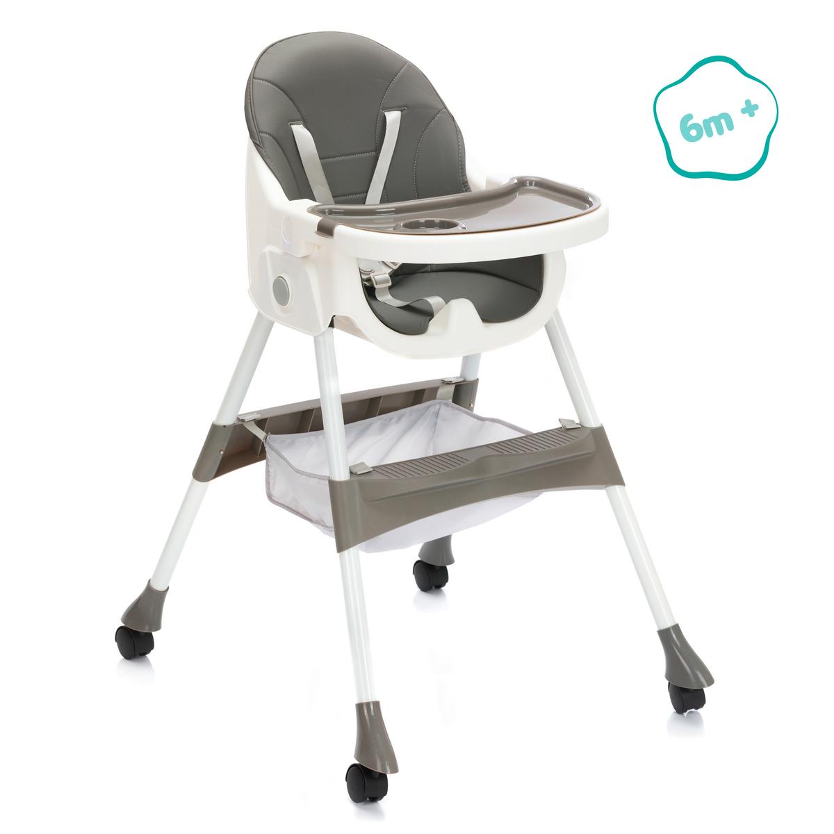 WYSOKIE KRZESŁO FINN - biały/szary, Basics, metal/tkanina (71/60/95cm) - Fillikid