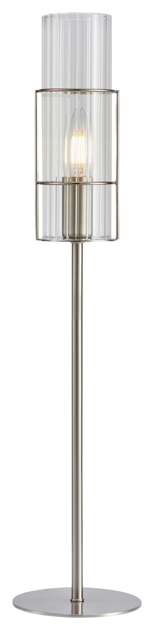 Tischleuchte Tubo Silberfarben max. 40 Watt - Transparent/Silberfarben, Basics, Glas/Metall (13/13/65cm) - Markslöjd